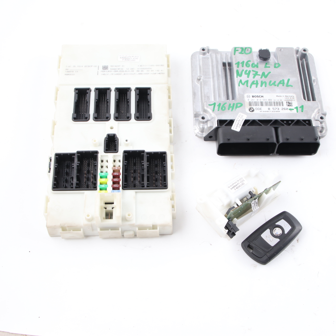 BMW F20 F21 116d ed Diesel N47N 116HP ECU Kit DDE 8573260 + Key + FEM Manual