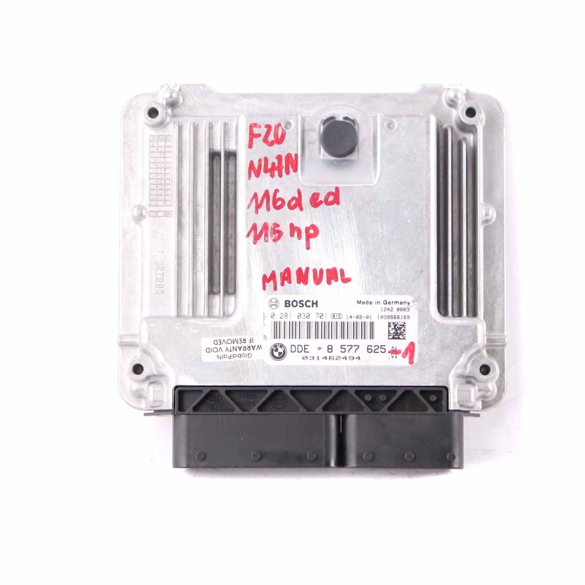 BMW F20 F21 116d ed N47N Engine Control Unit ECU DDE 8577625 Manual Transmission