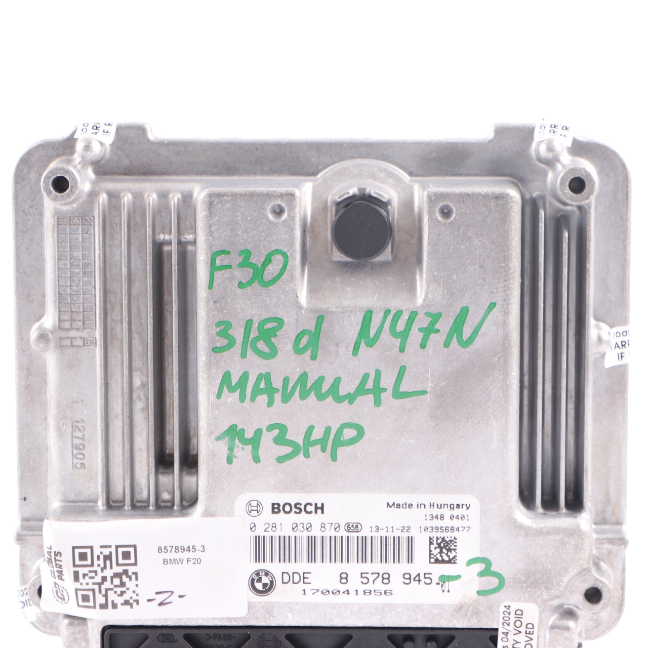 BMW F20 118d F30 318d N47N 143HP ECU Engine Contol Unit DDE 8578945 Manual