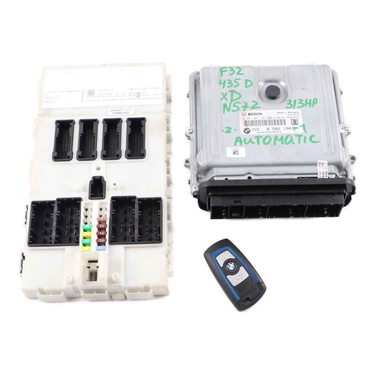 BMW F30 F32 335dX 435dX N57Z 313HP Engine ECU Kit DDE 8582190 FEM Key Automatic