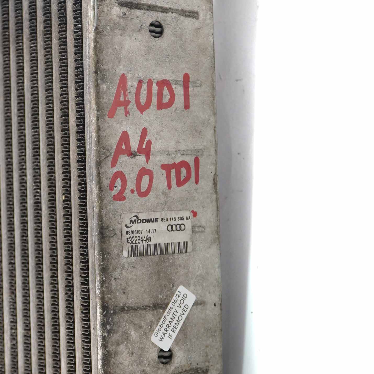 Audi A4 B7 2.0 TDI Diesel Intercooler Charge Air Cooler Radiator 8E0145805AA