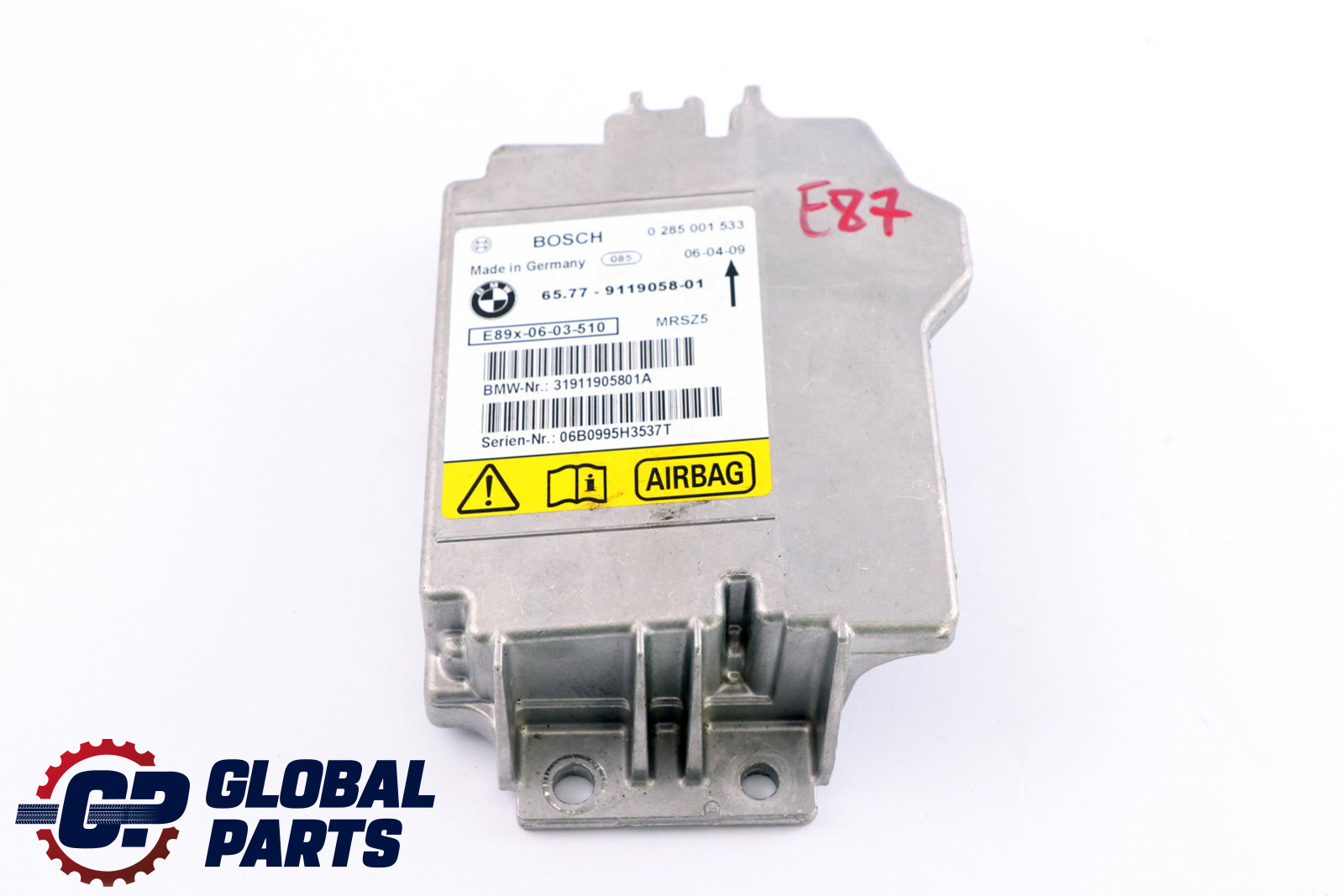 BMW E81 E87 E90 E91 Airbag Control Unit ECU NO CRASH DATA 9119058