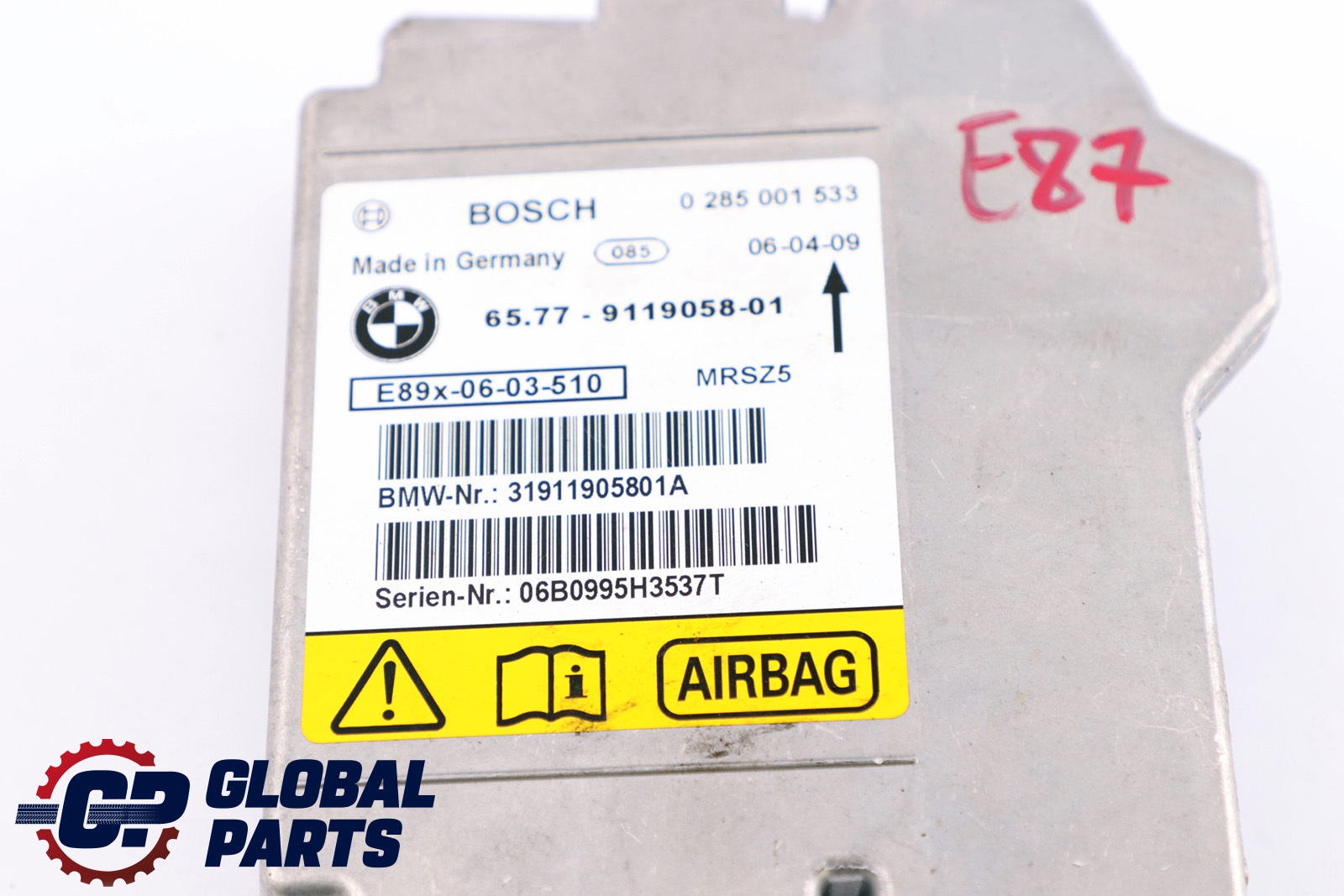 BMW E81 E87 E90 E91 Airbag Control Unit ECU NO CRASH DATA 9119058