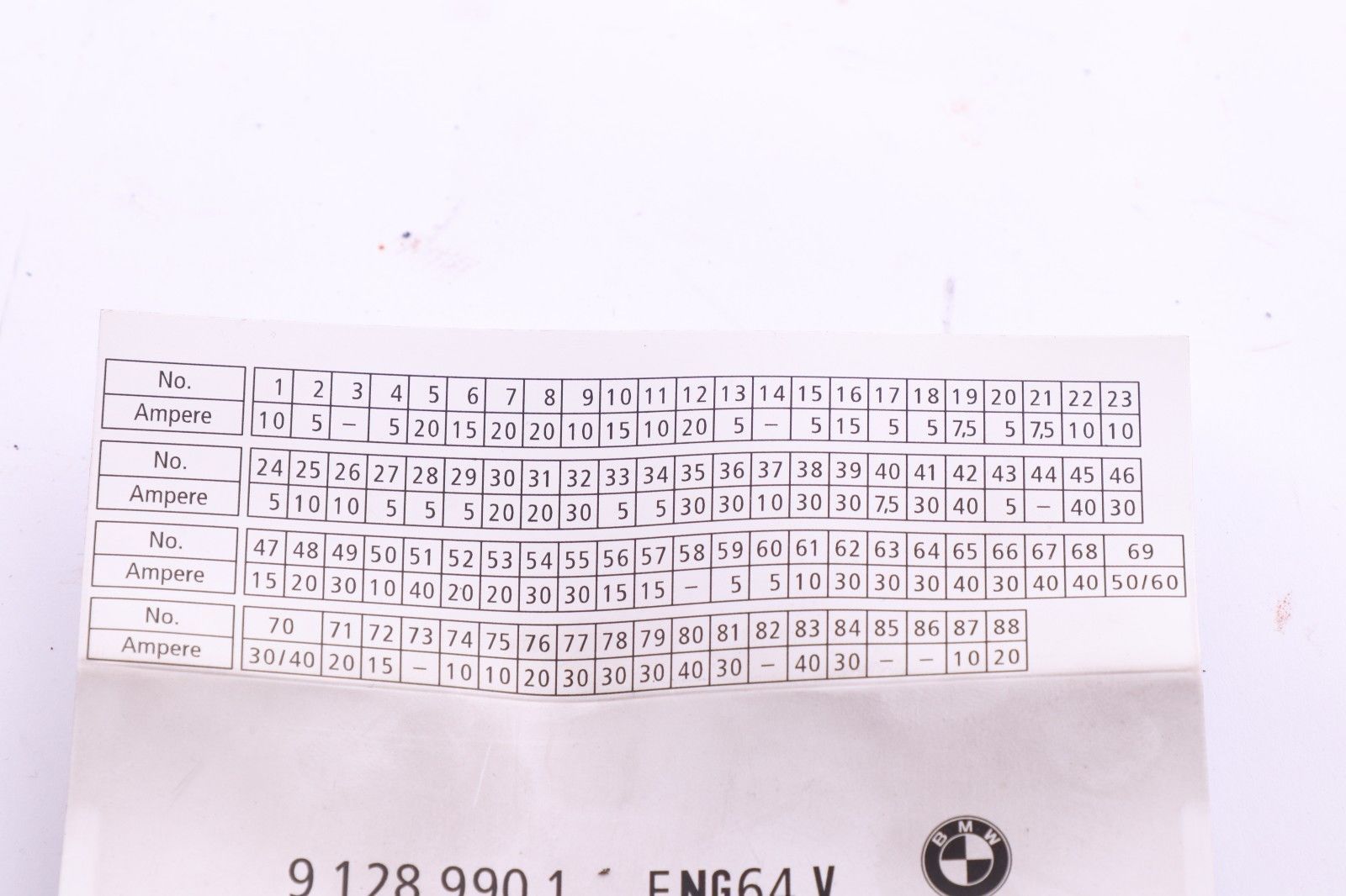 BMW 1 3 Series E81 E90 E91 E92 E93 Fuse Distribution Box Map Grouping 9128990