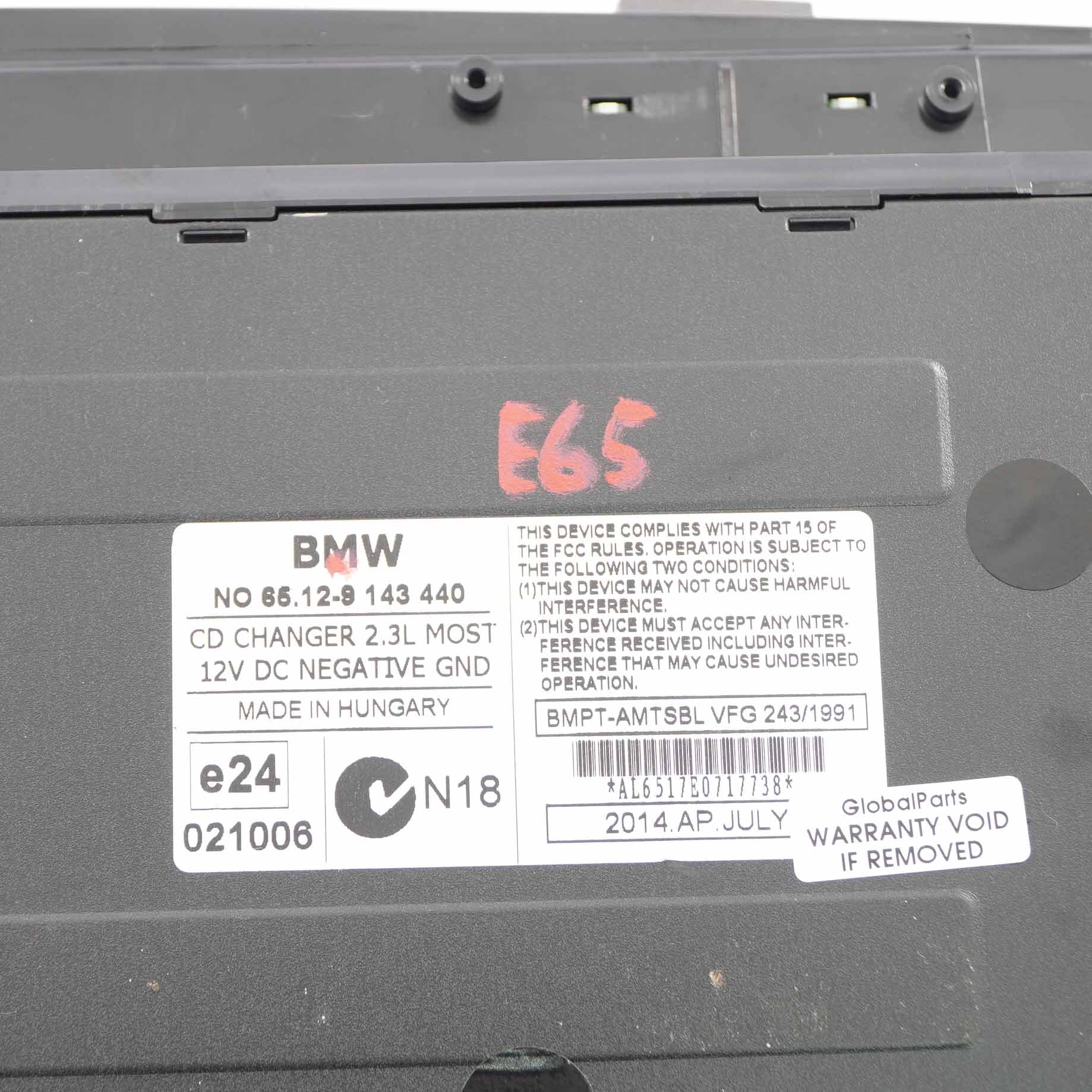 CD Changer BMW E65 E66 6-fold CD Disc Changer Without Magazine 9143440