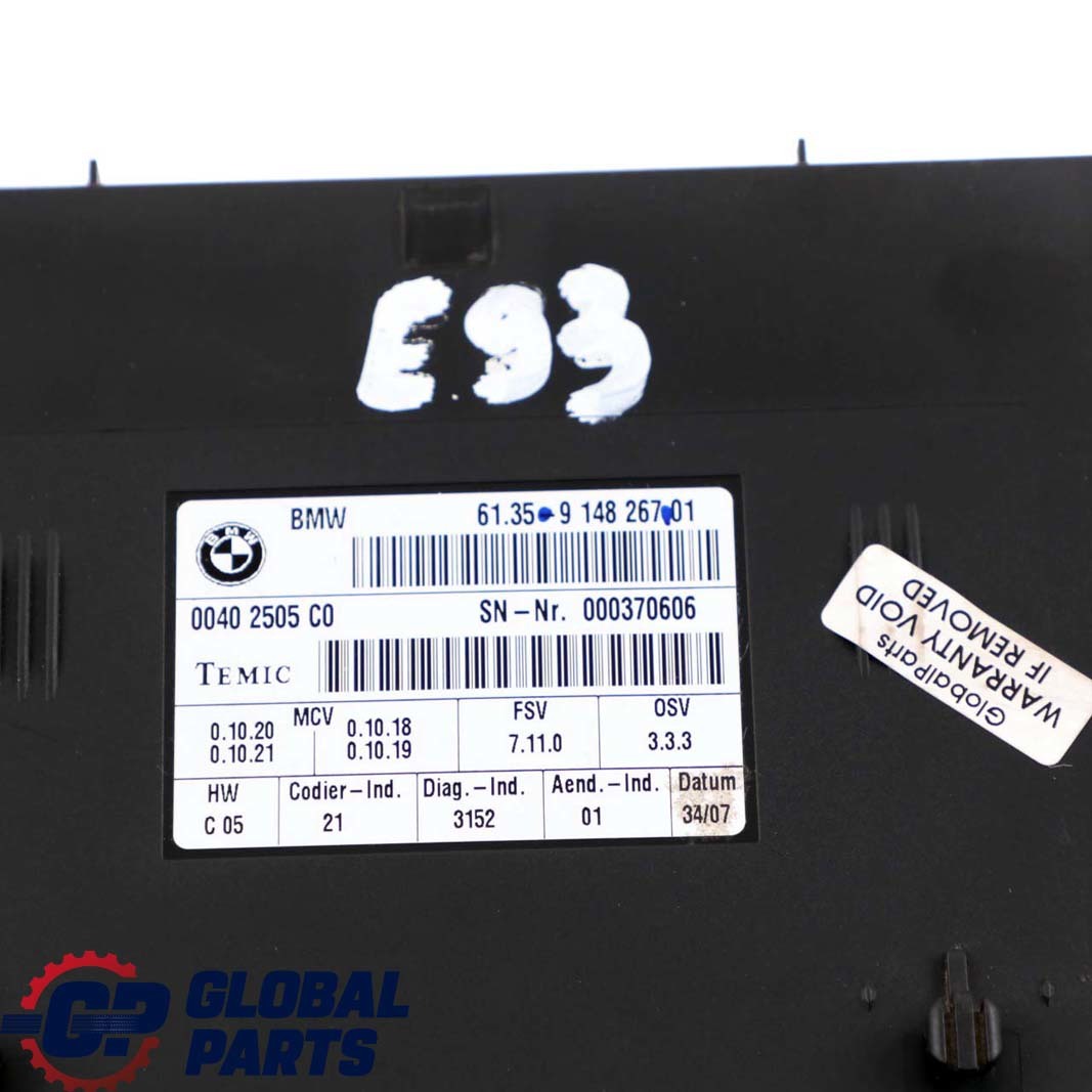 BMW 3 Series E93 Seat Control Unit Module FSV 7.11.0 9148267