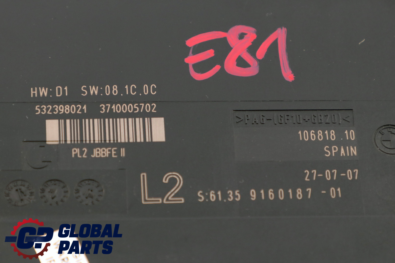 BMW 1 Series E81 Body Control Module ECU L2 PL2 JBBFE II Junction Box 9160187