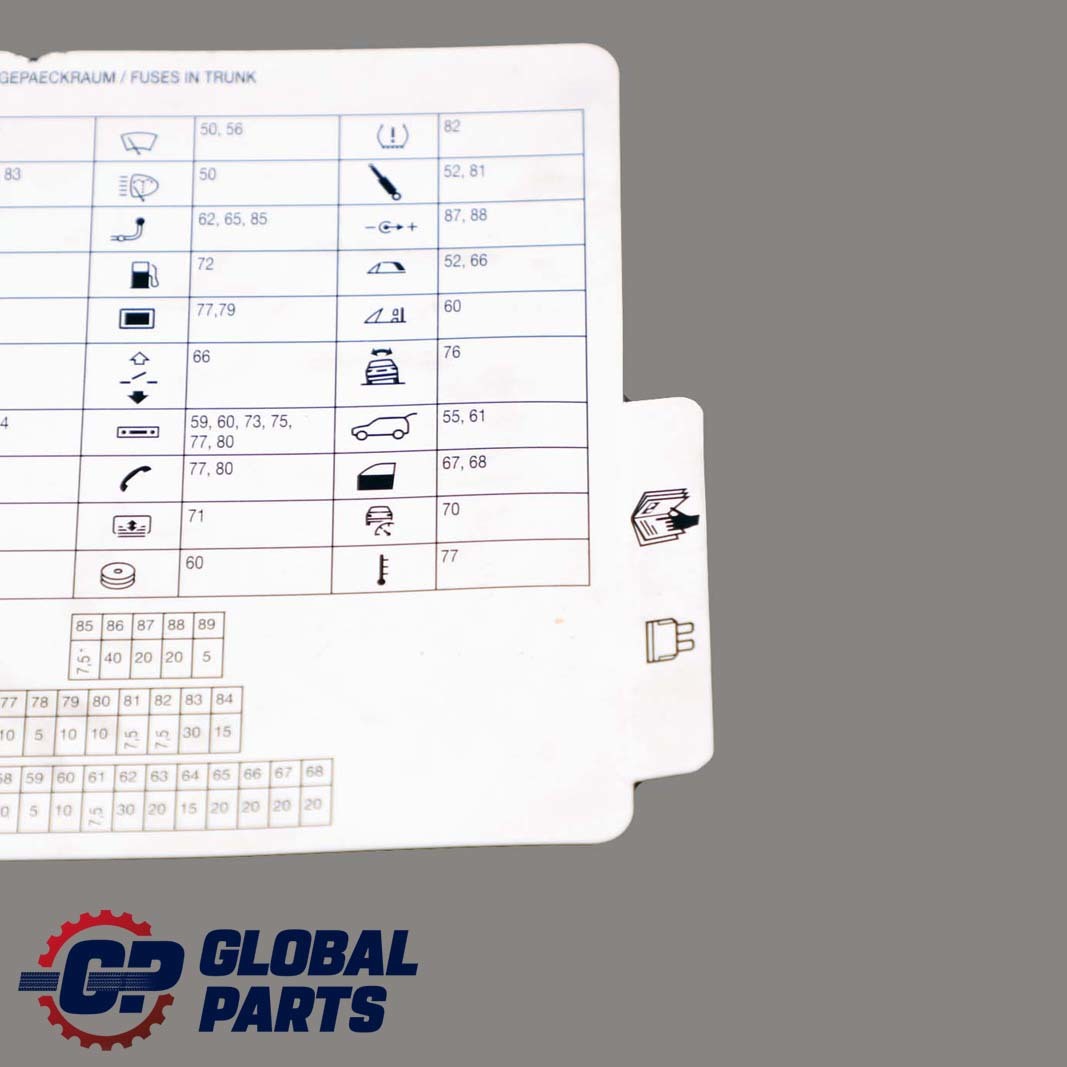 BMW E60 LCI E61 Map Fuse Box Grouping Diagram Card 9156547