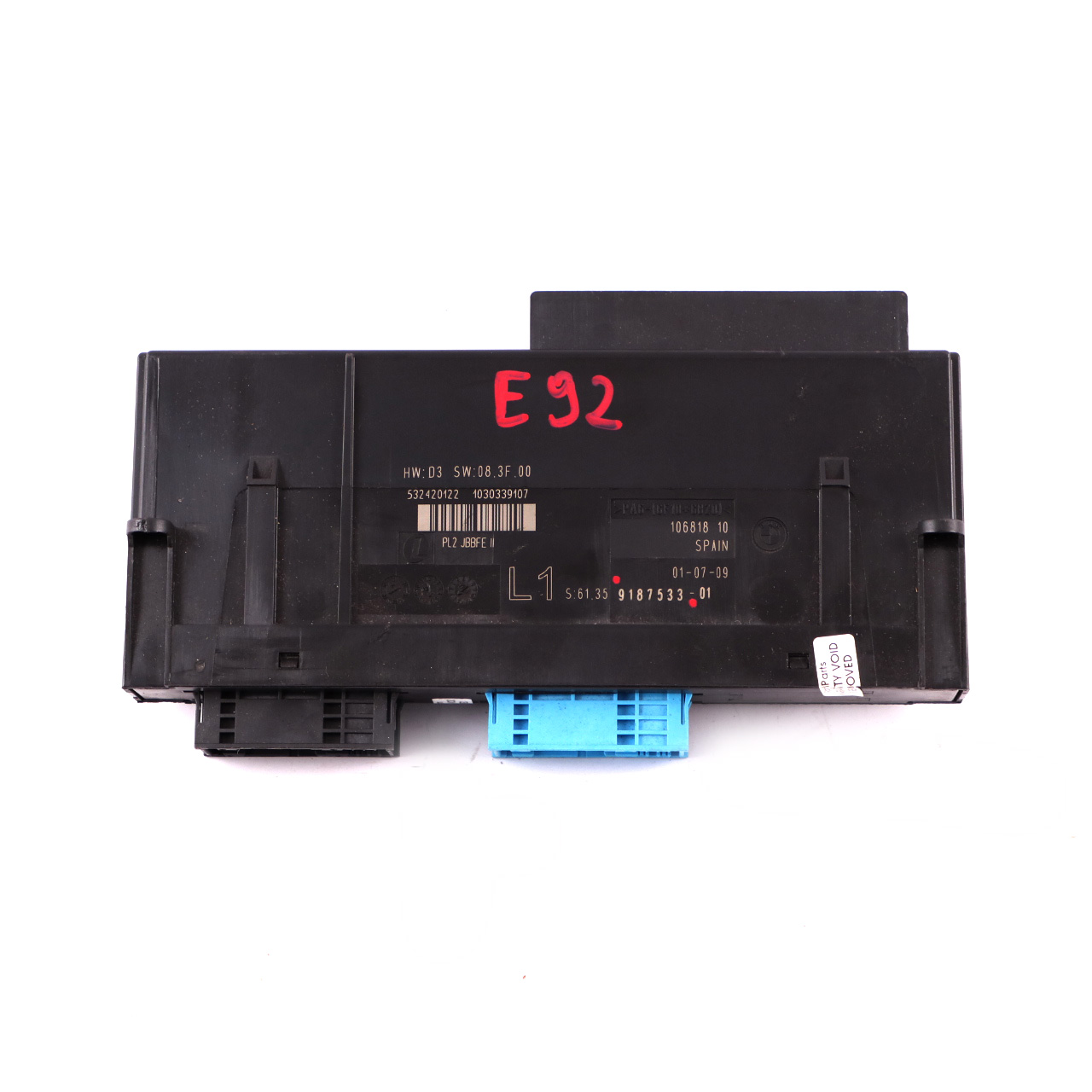 BMW 3 Series E92 ECU Body Control Module Junction Box L1 PL2 JBBFE II 9187533