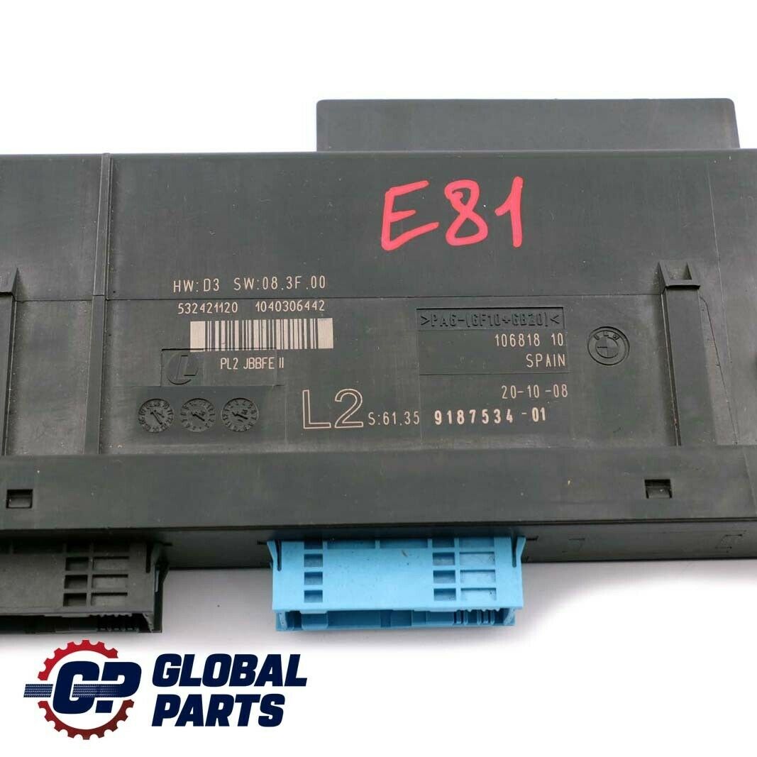 BMW 1 Series E81 Body Control Module Unit ECU L2 PL2 JBBFEII 9187534