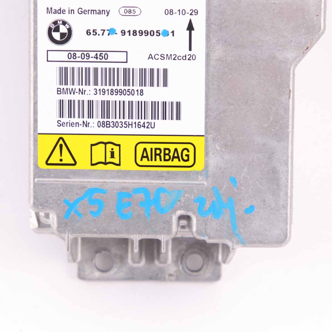 BMW X5 E70 X6 E71 Safety Control Unit Air Module Bag ECU Bosch 9189905