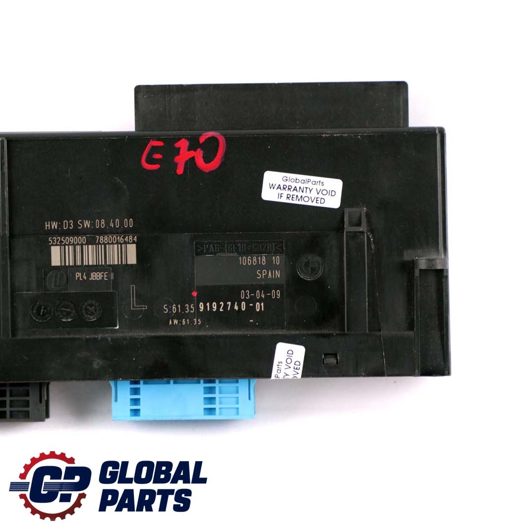 BMW X5 Series E70 ECU Body Control Module Junction Box PL4 JBBFE II 9192740