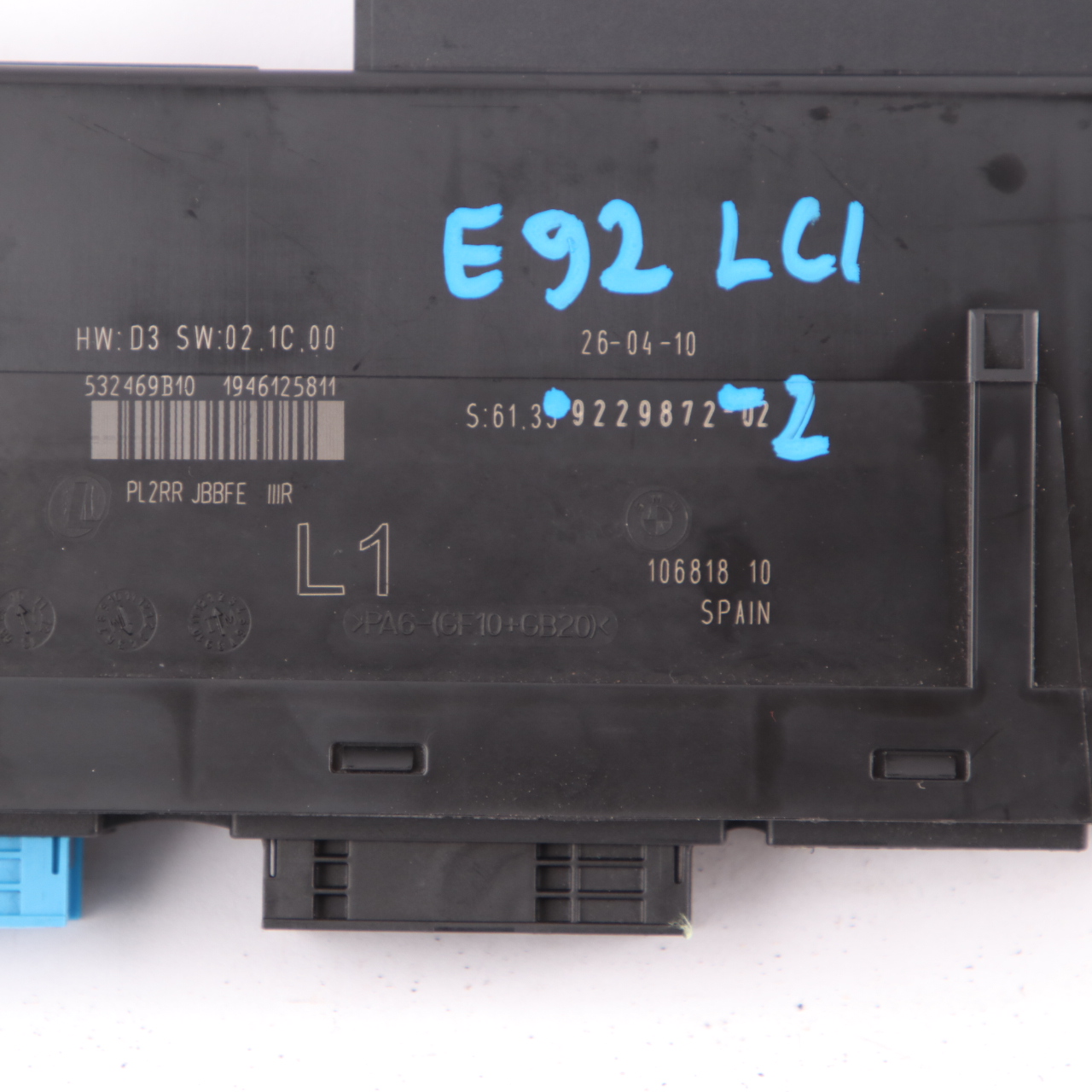 BMW E92 LCI Body Control Module  ECU Junction Box L1 PL2RR JBBFE IIIR 9229872