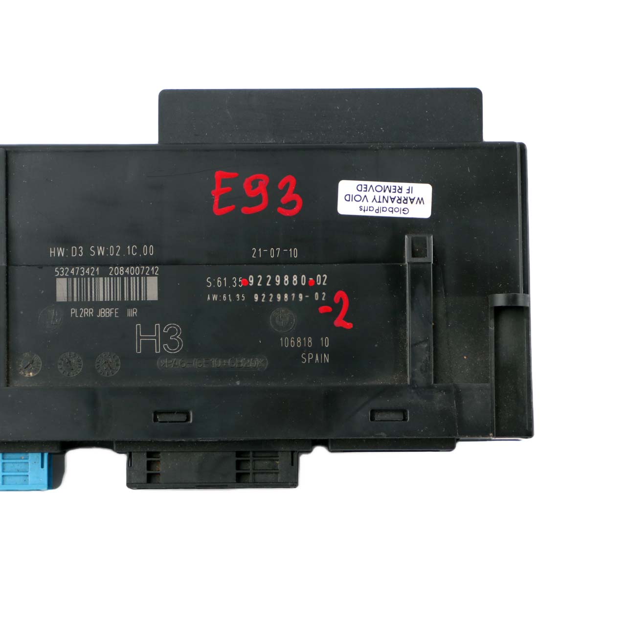 BMW 3 E93 ECU Body Control Module H3 Junction Box PL2RR JBBFE IIIR 9229880