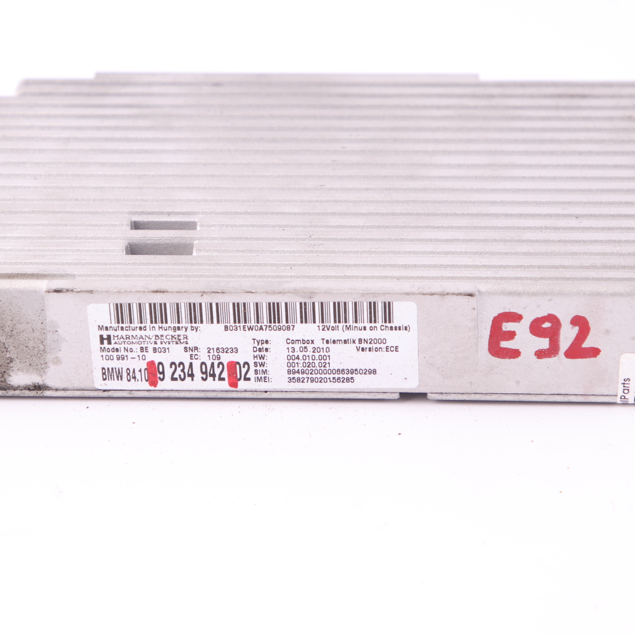 BMW 1 3 E81 E87 E90 E91 E92 LCI Combox Telematics Module Navigation 9234942