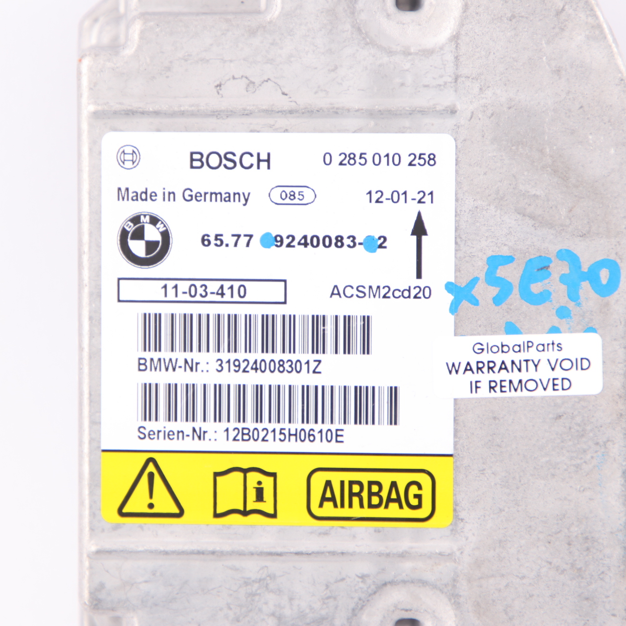 BMW X5 E70 X6 E71 Safety Control Unit Air Module Bag ECU Bosch 9240083