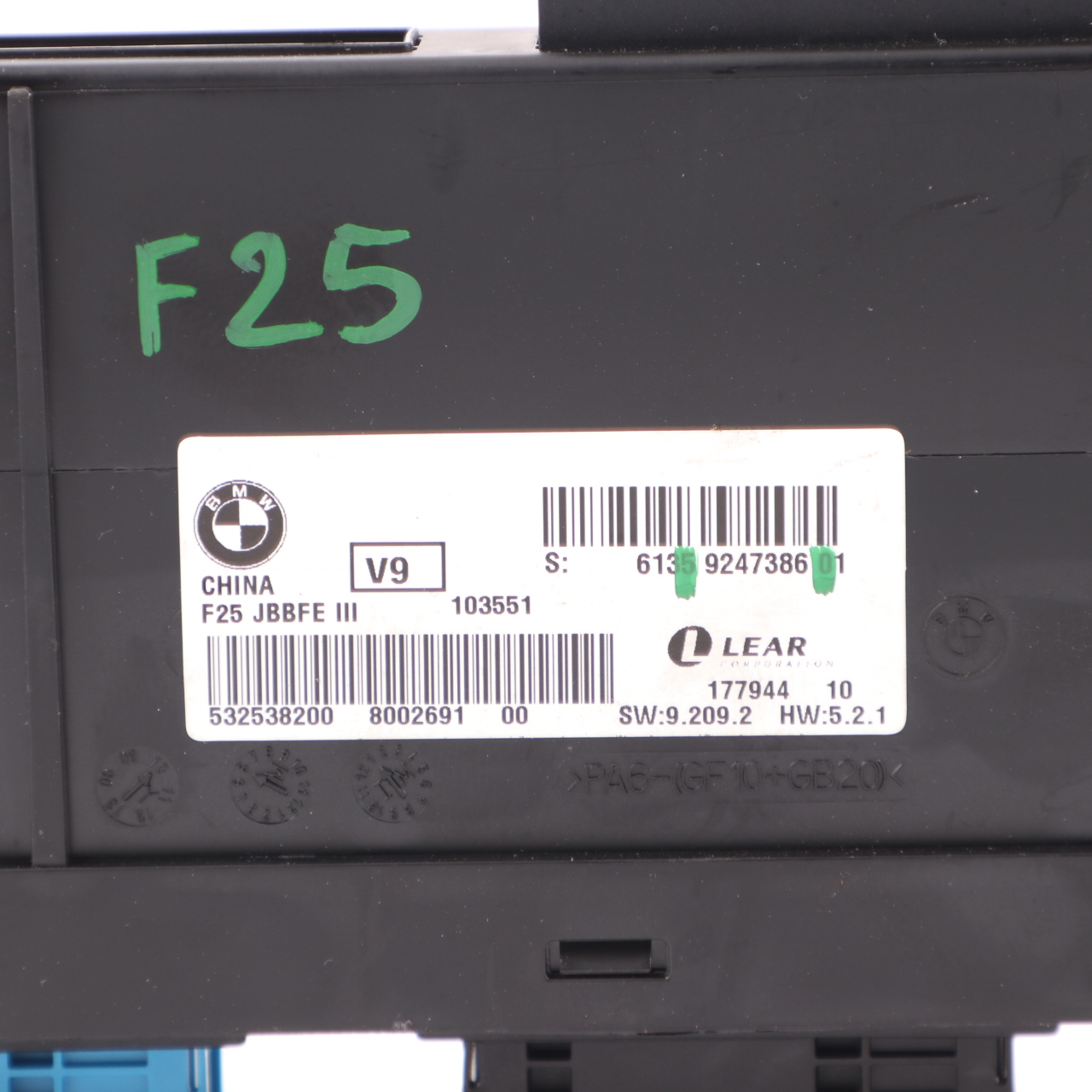 BMW X3 F25 Body Control Module ECU Junction Box JBBFE III V9 Lear 9247386