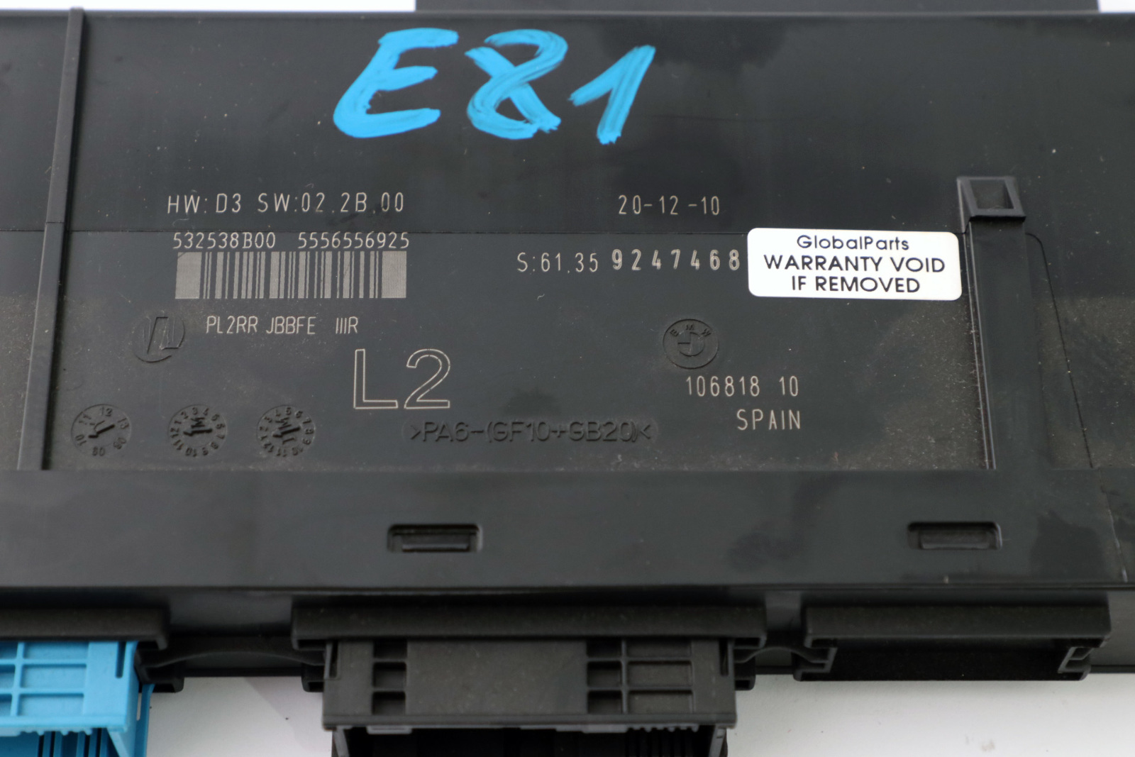 BMW 1 Series E81 Body Control Module ECU L2 PL2RR JBBFE III Junction Box 9247468