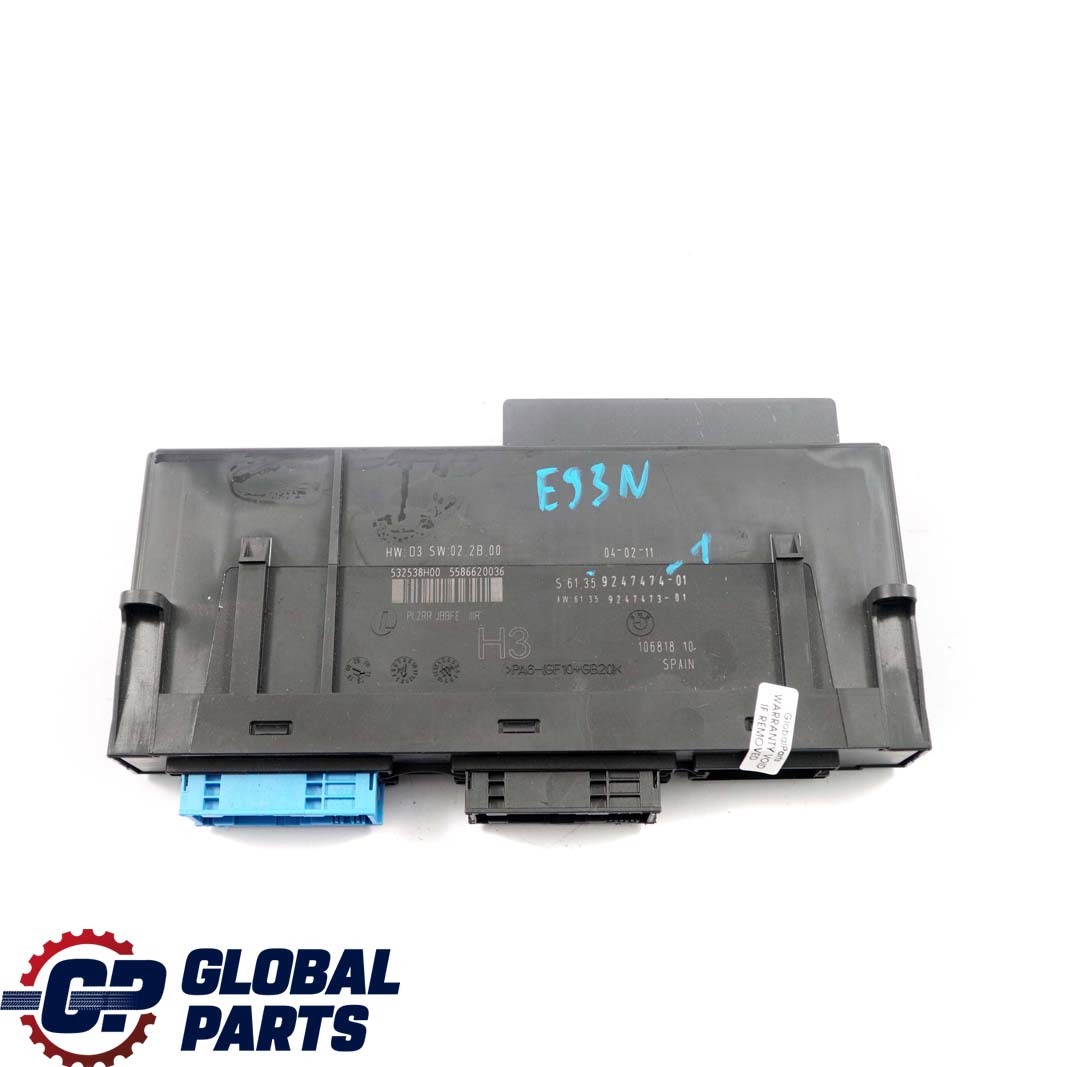 BMW 3 E93 LCI ECU Body Control Module H3 Junction Box PL2RR JBBFE IIIR 9247474