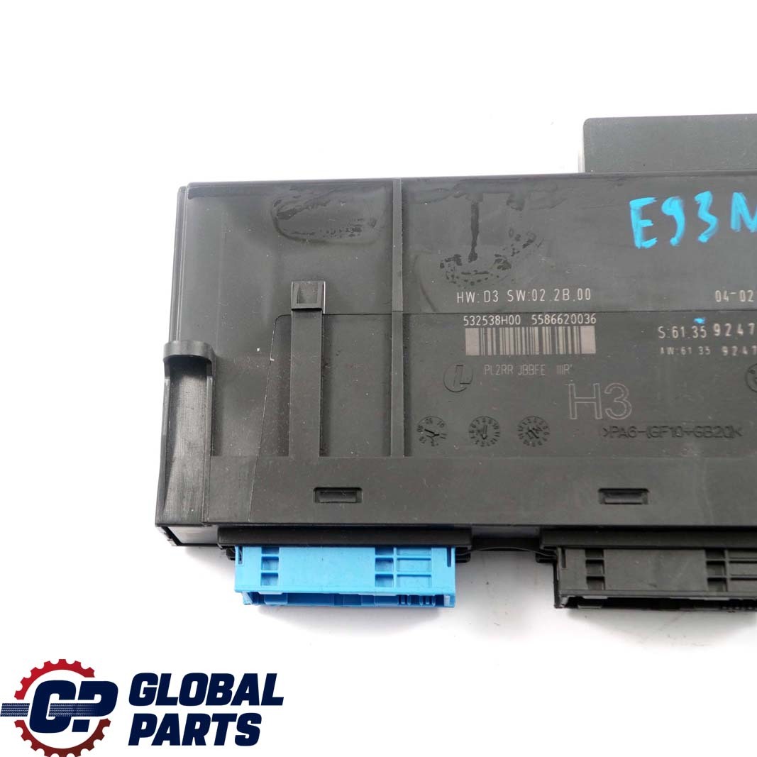 BMW 3 E93 LCI ECU Body Control Module H3 Junction Box PL2RR JBBFE IIIR 9247474