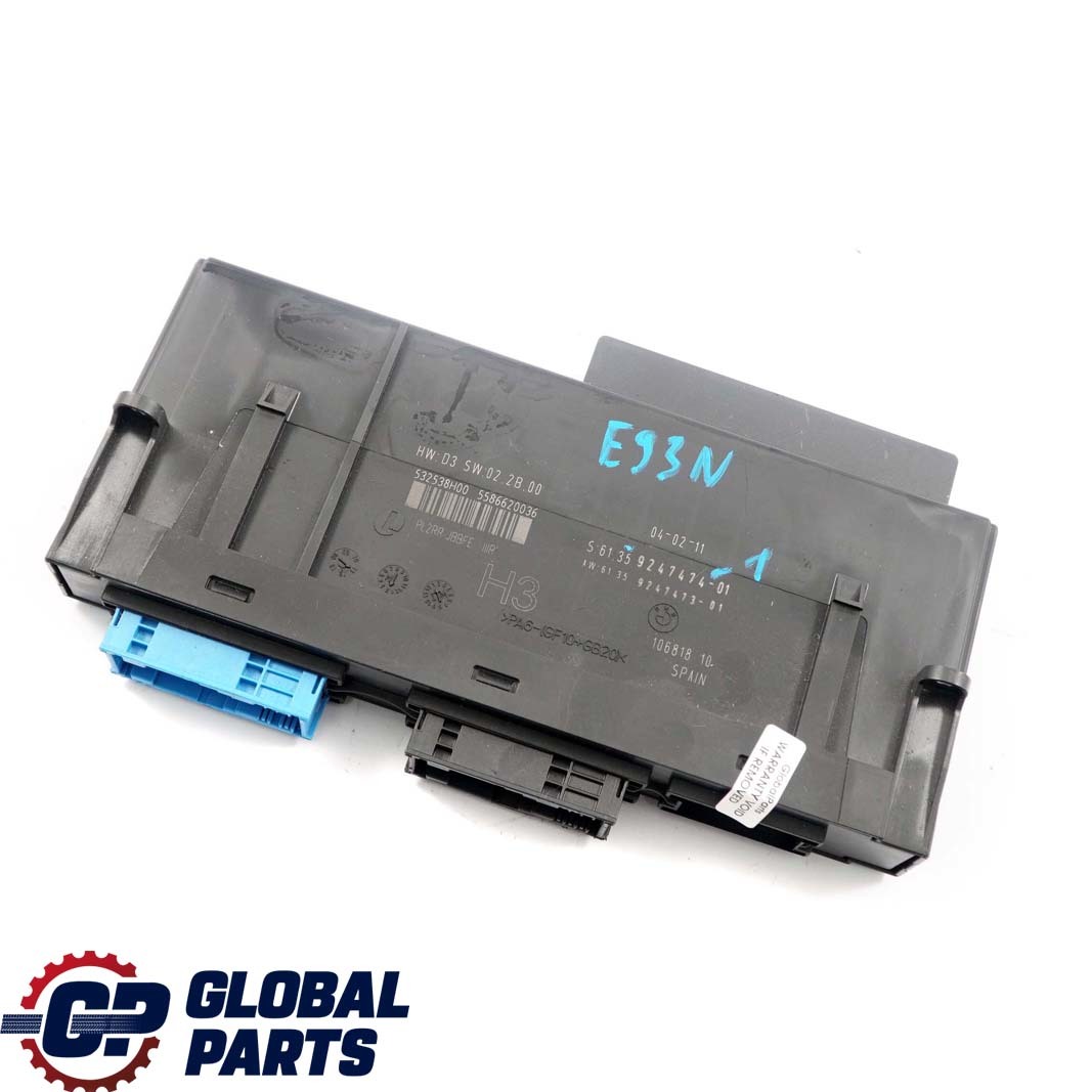 BMW 3 E93 LCI ECU Body Control Module H3 Junction Box PL2RR JBBFE IIIR 9247474