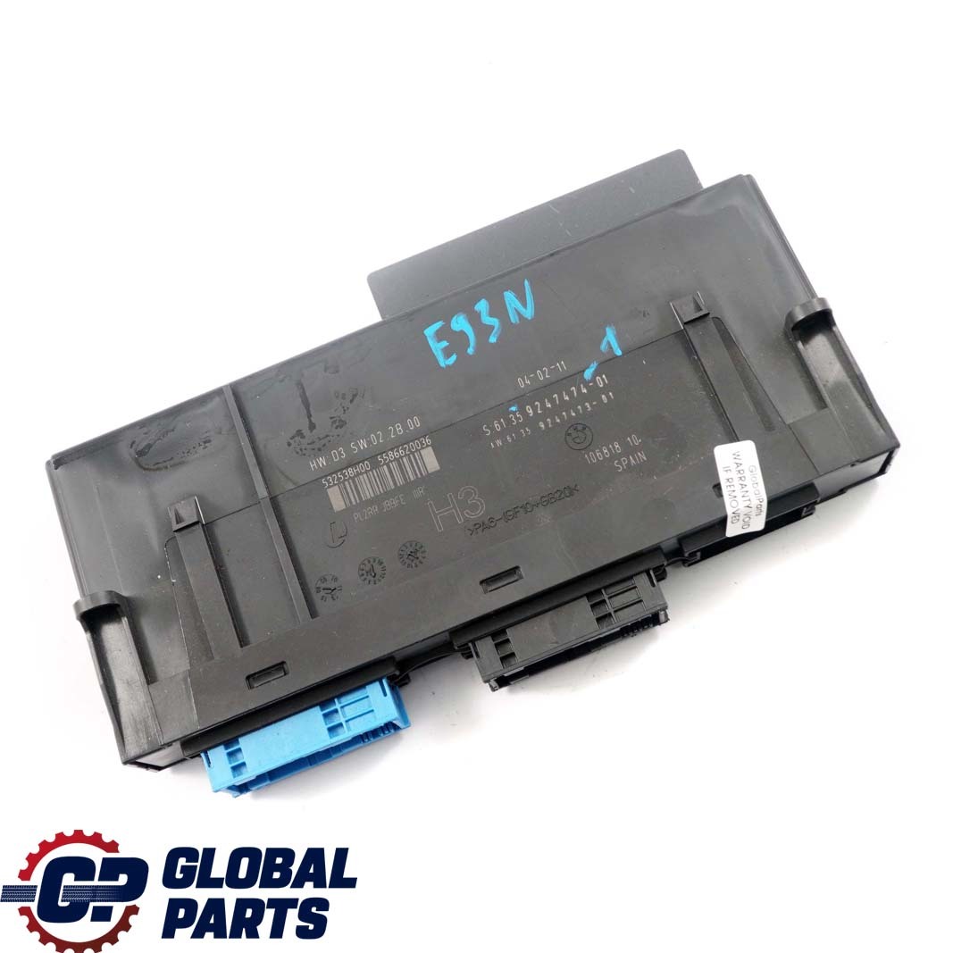 BMW 3 E93 LCI ECU Body Control Module H3 Junction Box PL2RR JBBFE IIIR 9247474