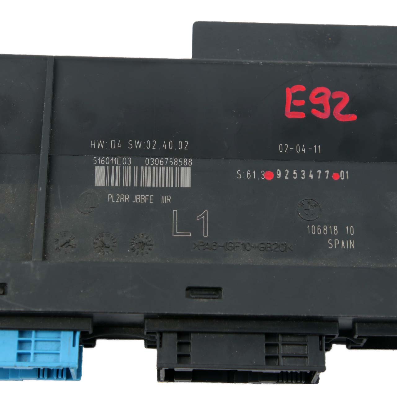 BMW E92 ECU Body Control Module Junction Box L1 PL2RR JBBFE IIIR 9253477