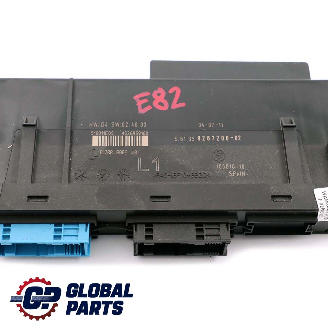 BMW 1 Series E82 ECU Body Control Module Junction Box L1 PL2RR JBBFE 9267200