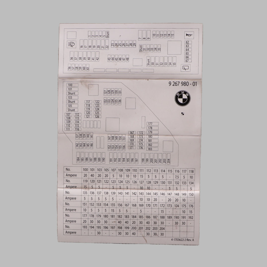 BMW F10 Fuse Location Diagram Map Fuse Grouping 9267980