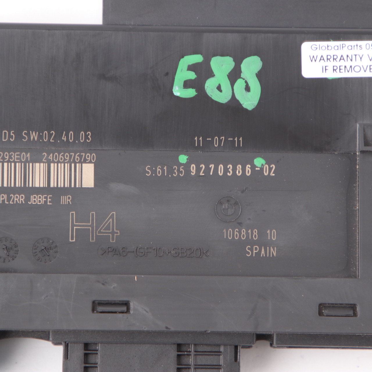 BMW E88 Body Control Module ECU Unit JBBFE IIIR H4 PL2RR 9270386