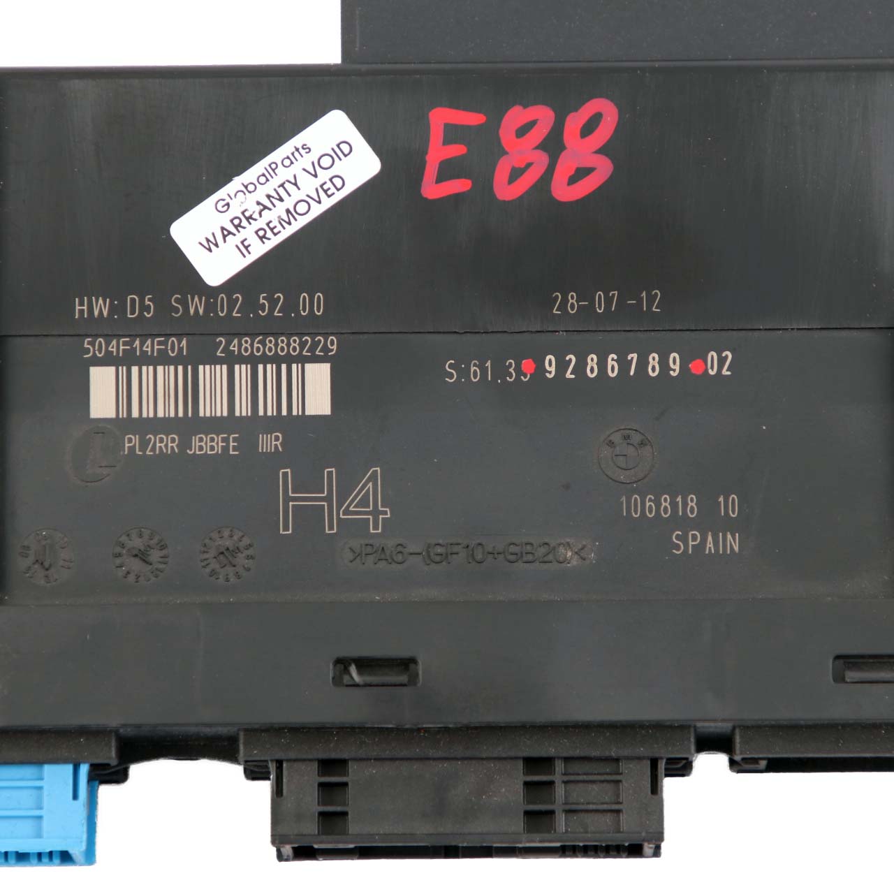 BMW 1 E88 ECU Body Control Module H4 Junction Box PL2RR JBBFE IIIR 9286789