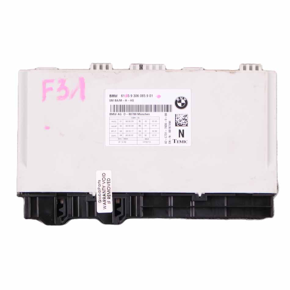 Seat Module BMW F30 F31 Control Unit Memory Front Left Right N/O/S 9306085