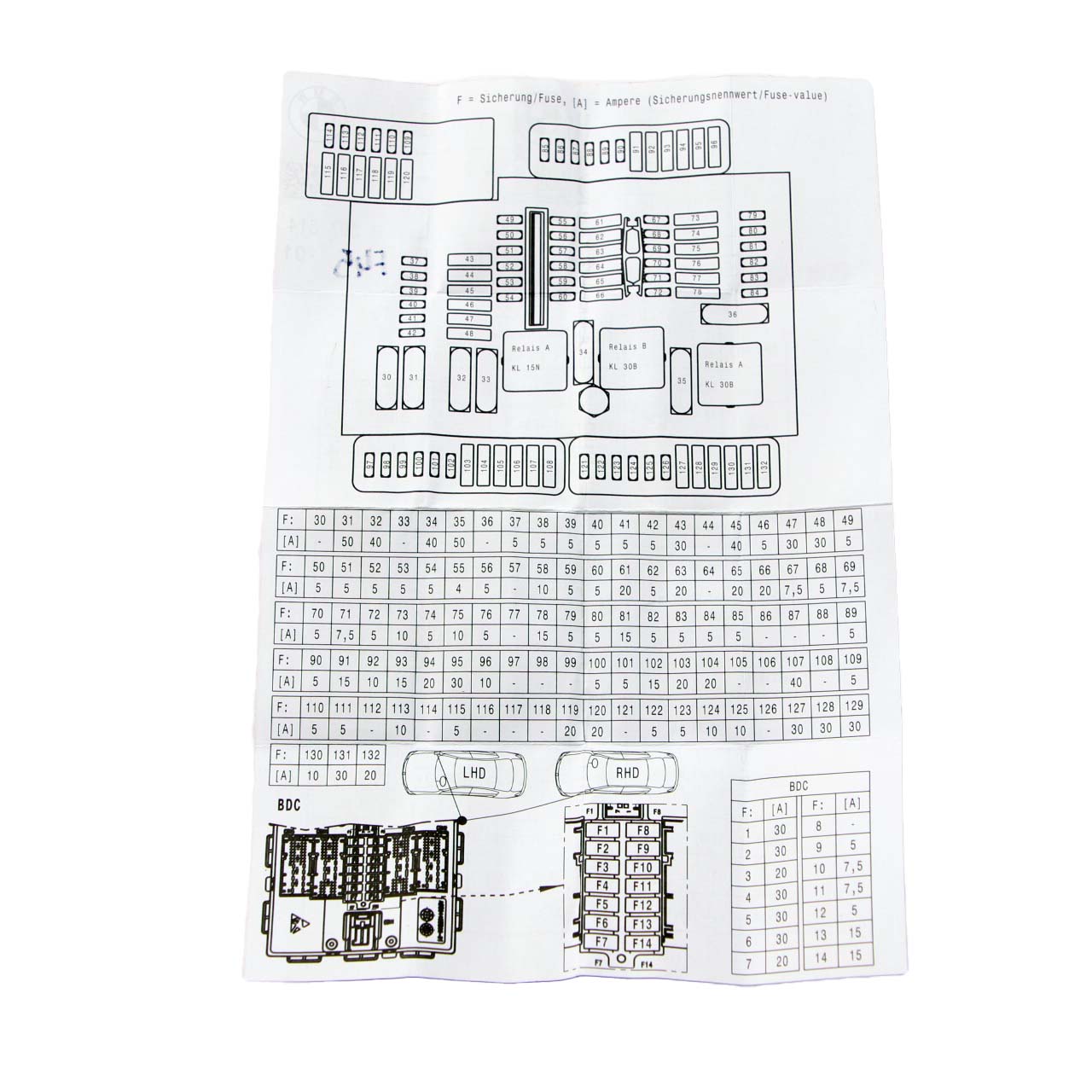 BMW 2 X1 X2 F39 F45 F48 Map Card Fuse Box Grouping Diagram 9367814