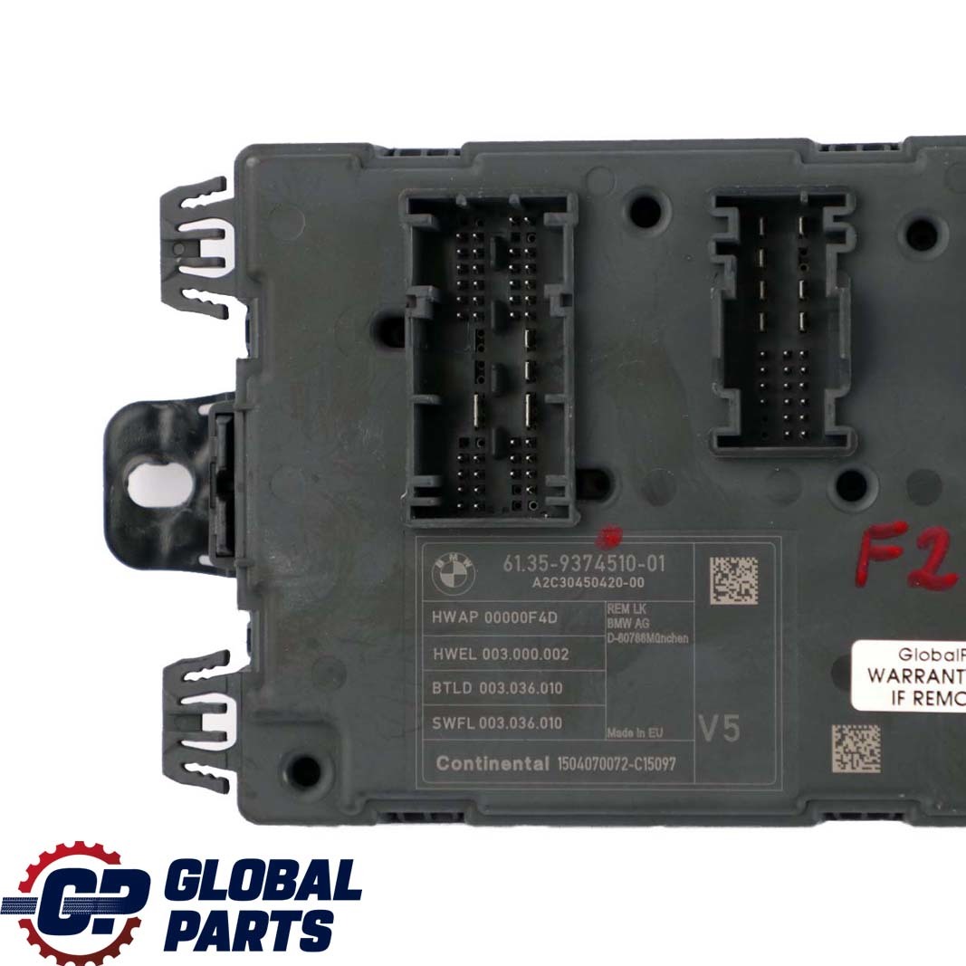 BMW 1 3 4 Series F20 F21 F30 F31 F32 Body Control Unit Module REM 9374510