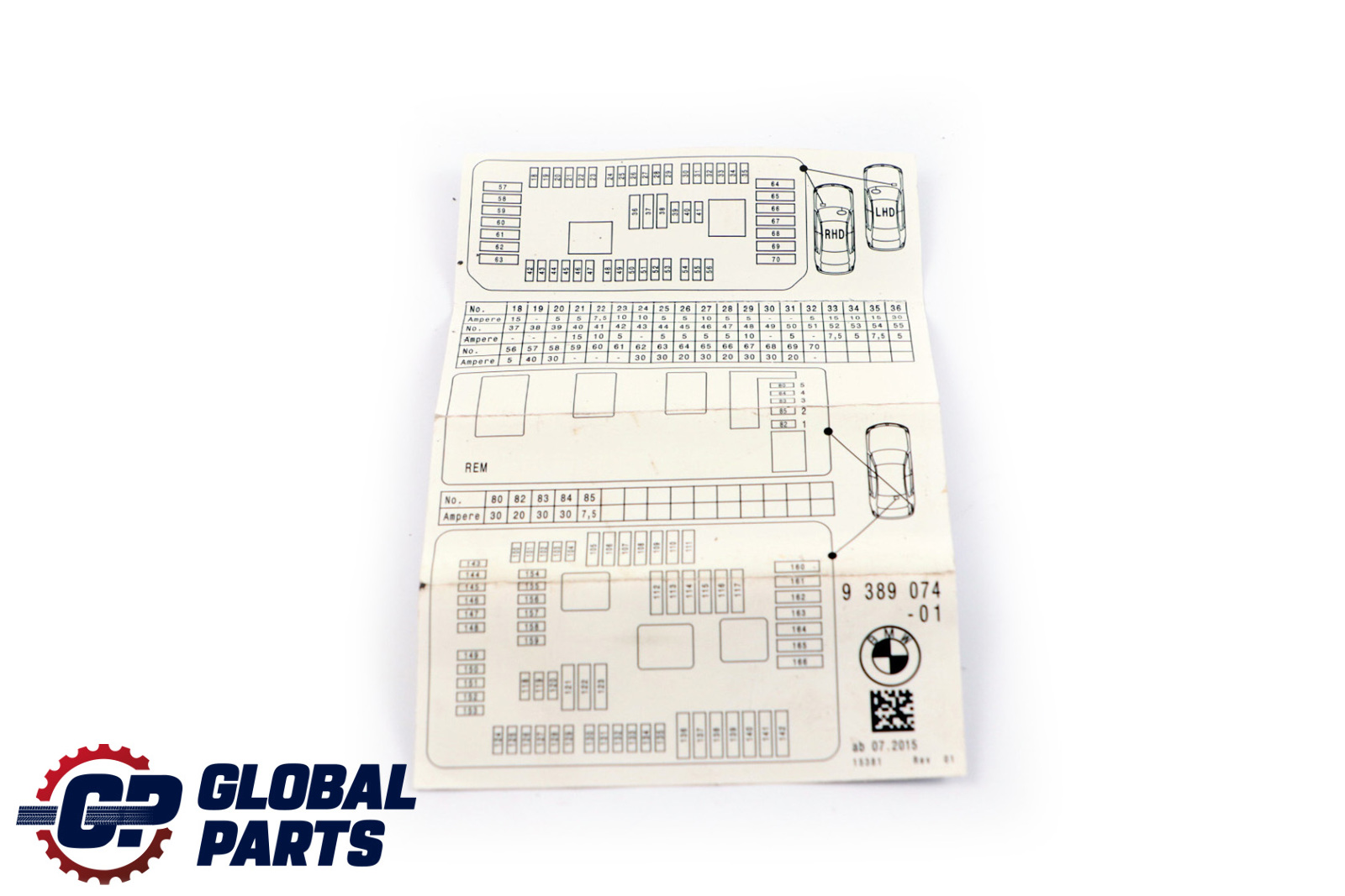 BMW 1 2 Series F20 F21 F30 Map Fuse Grouping 9389074