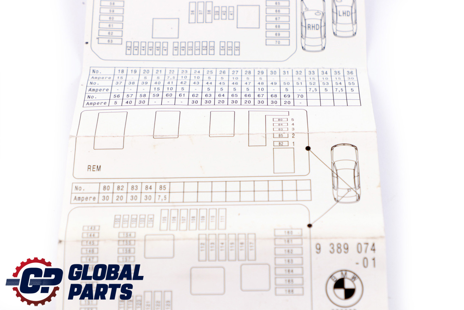 BMW 1 2 Series F20 F21 F30 Map Fuse Grouping 9389074