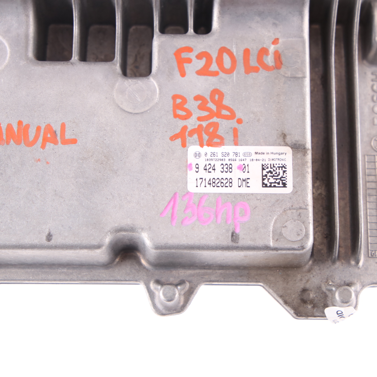 BMW F20 F21 LCI 118i B38 136HP Engine Control Unit ECU DME 9424338 Manual