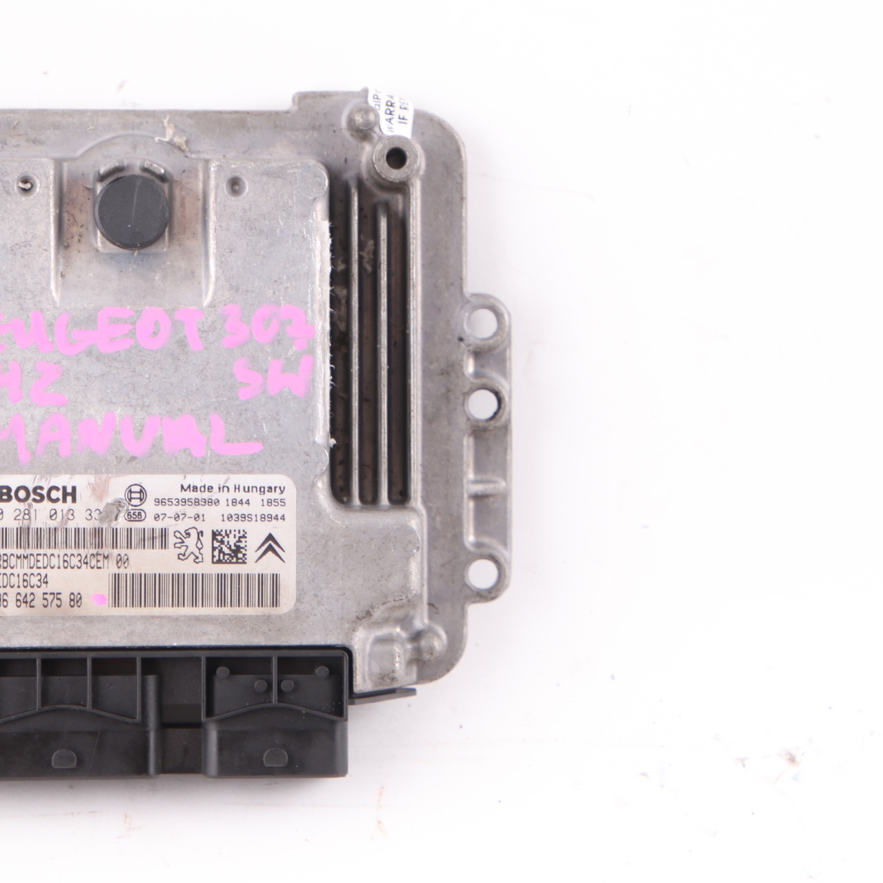 Peugeot 307 SW 9HZ 1.6 Diesel Engine Control Unit ECU Module 9664257580 Manual 