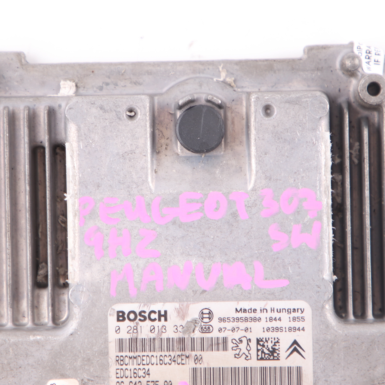 Peugeot 307 SW 9HZ 1.6 Diesel Engine Control Unit ECU Module 9664257580 Manual 