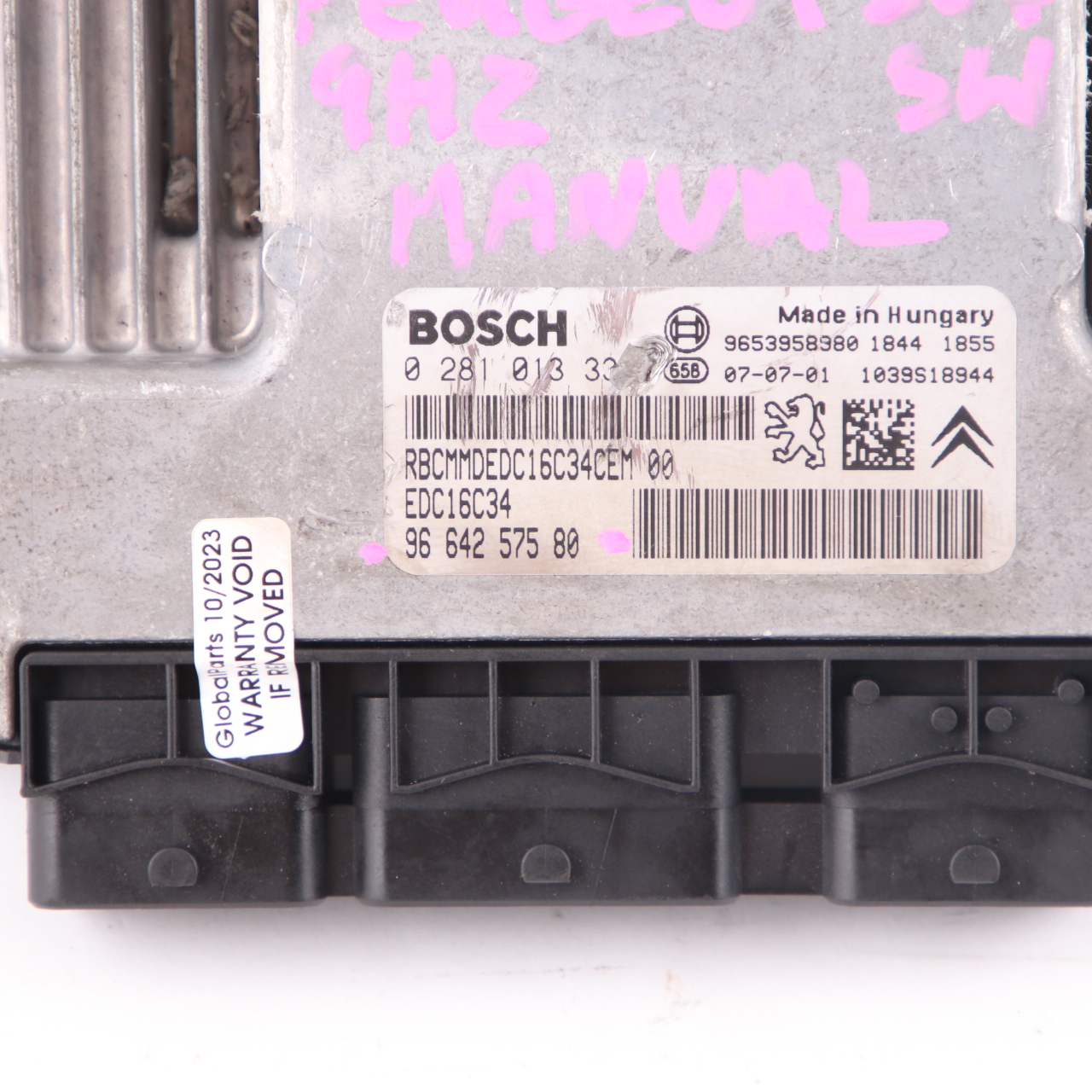 Peugeot 307 SW 9HZ 1.6 Diesel Engine Control Unit ECU Module 9664257580 Manual 