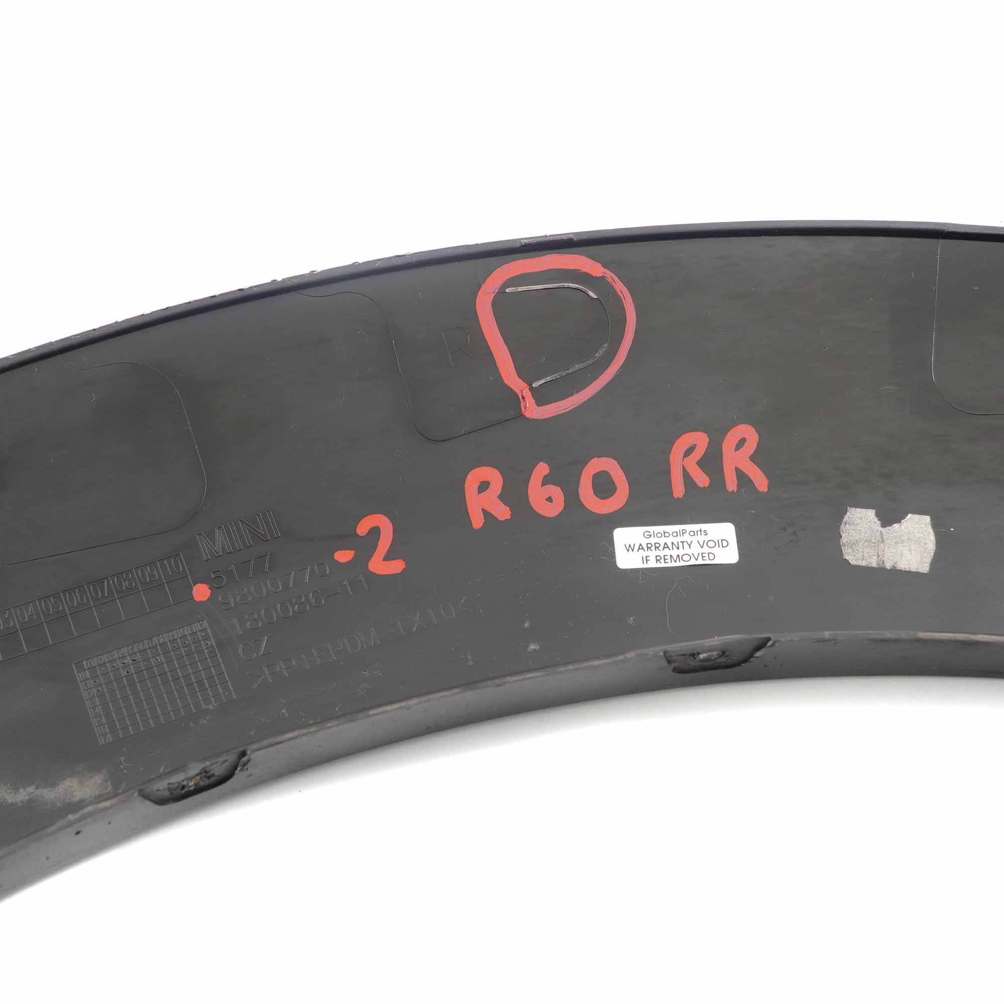 Mini Countryman R60 Wheel Arch Rear Right O/S Cover Trim Panel 9800770