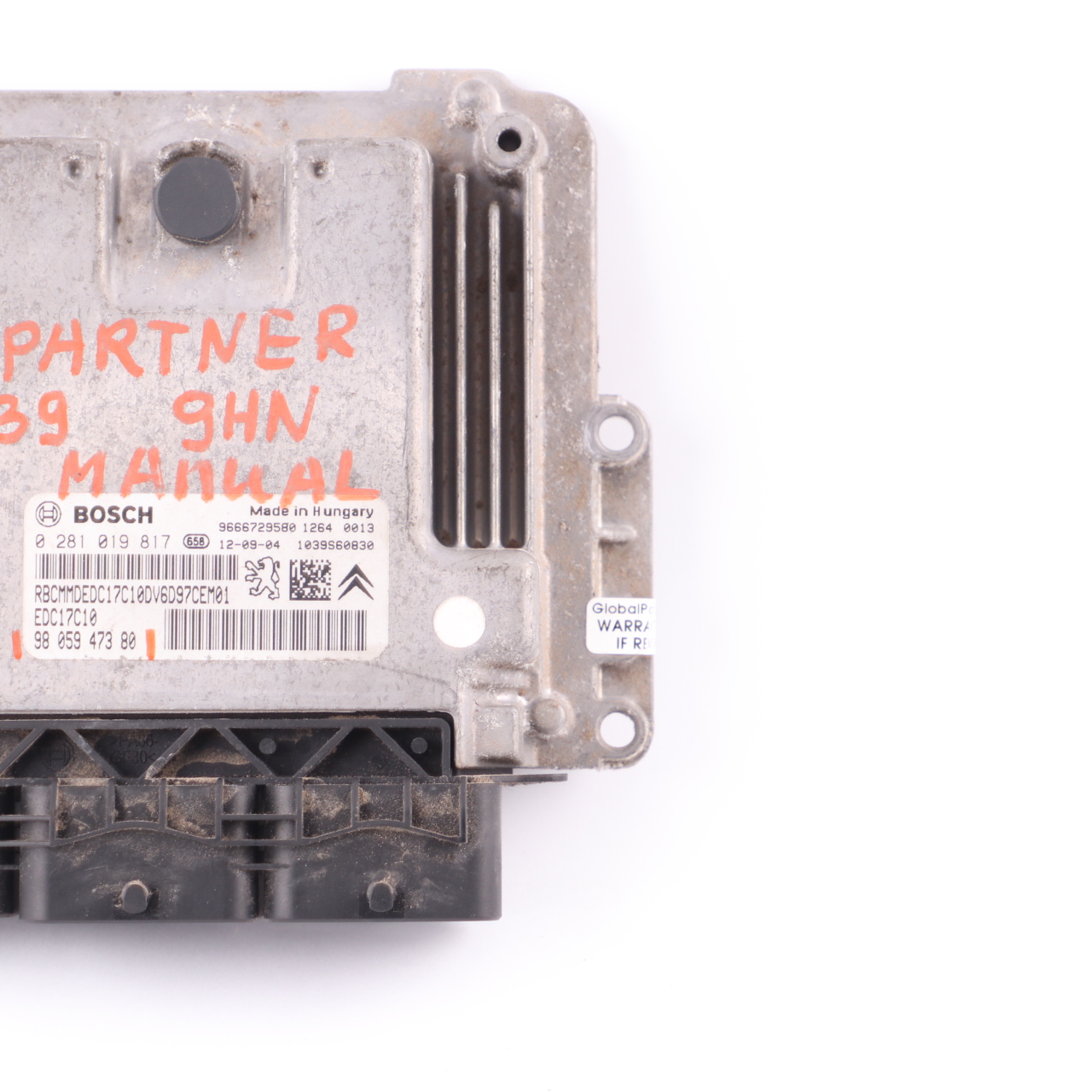 Peugeot Partner B9 9HN 1.6 HDI Engine Control Unit Module ECU Manual 9805947380