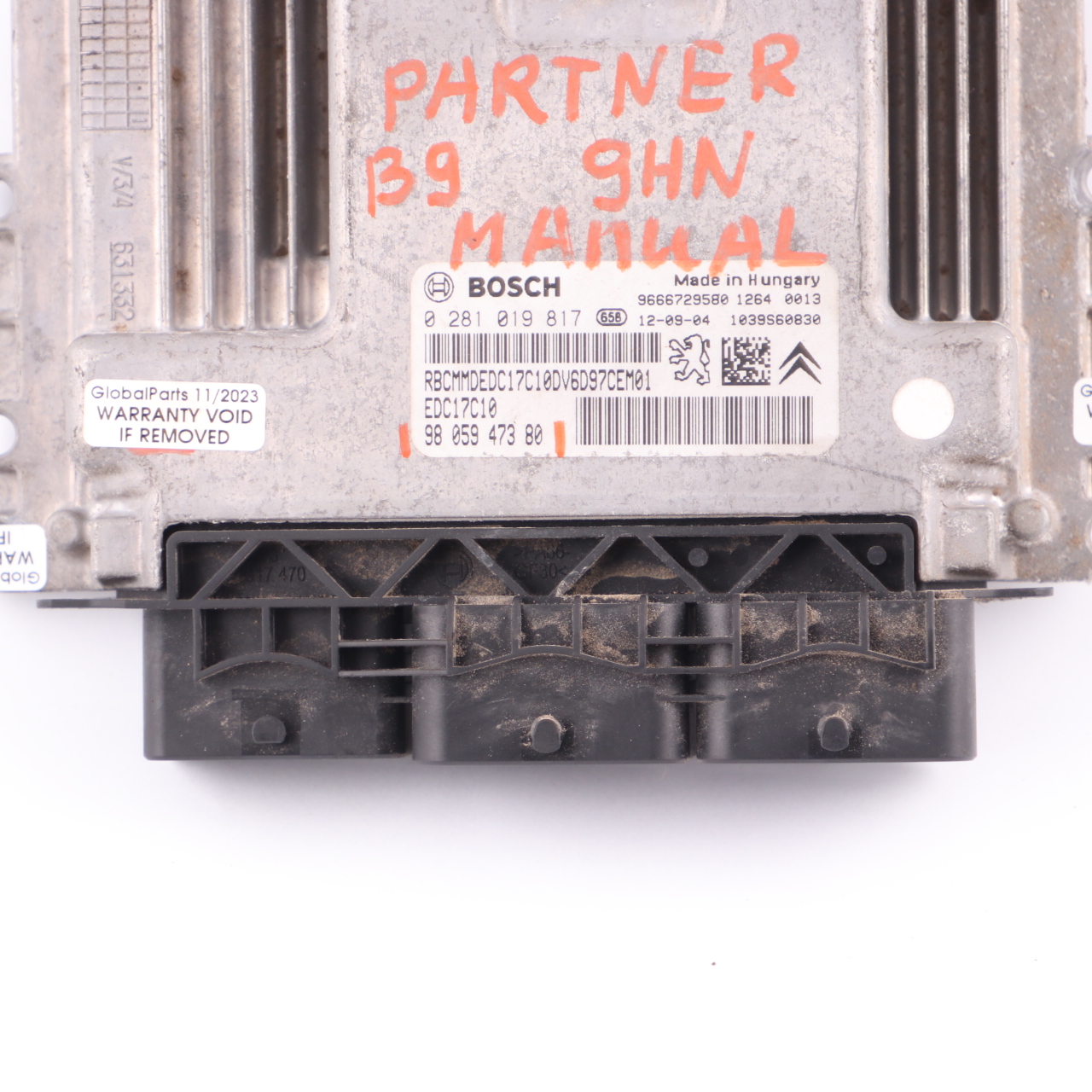 Peugeot Partner B9 9HN 1.6 HDI Engine Control Unit Module ECU Manual 9805947380