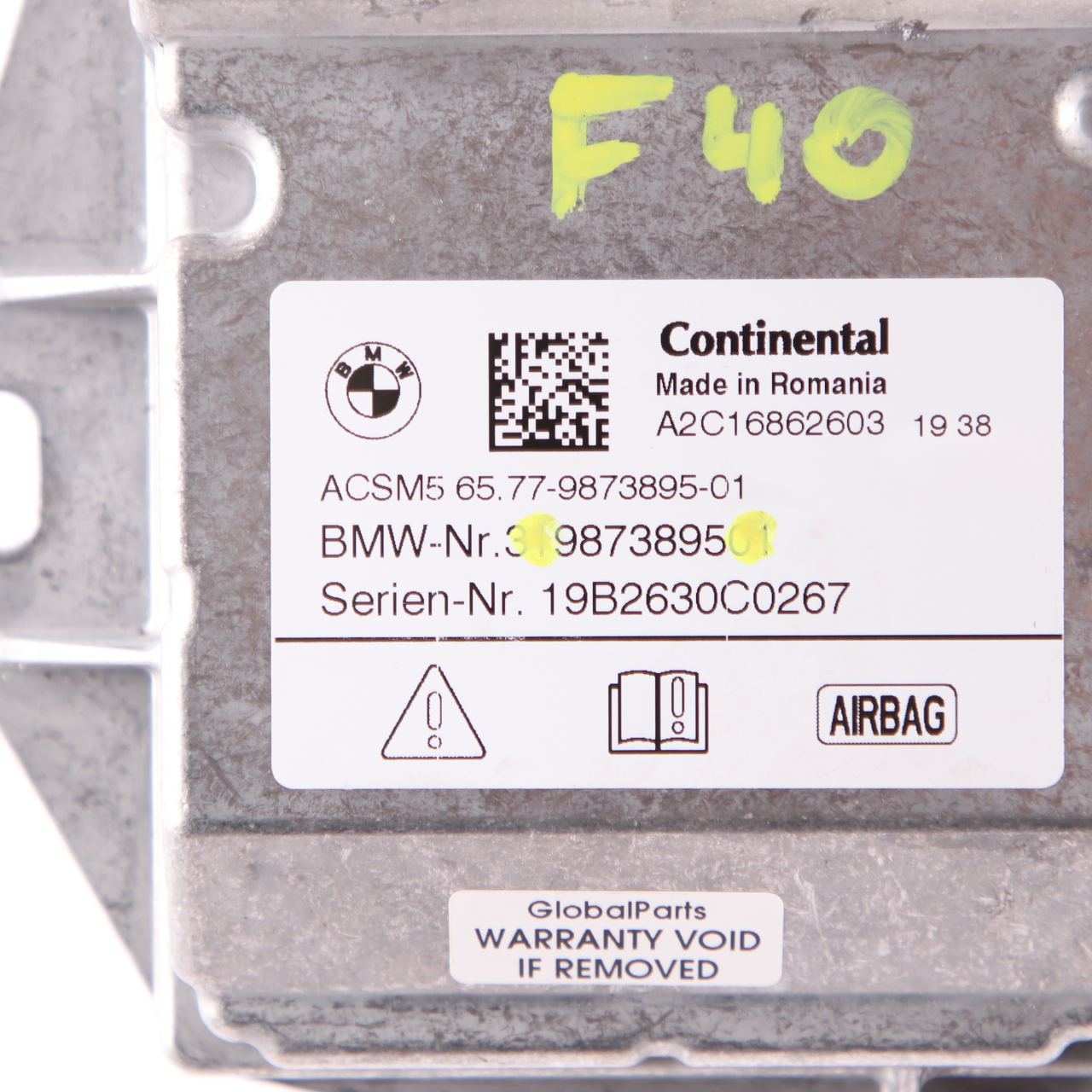 BMW F40 Safety Control Unit Air Module Bag ECU Continental 9873895