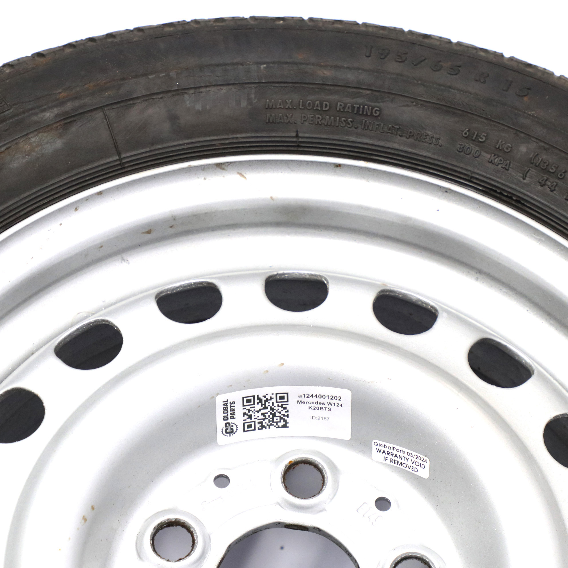 Mercedes W124 Steel Wheel Rim Tyre Continental 195/65 R15 6,5J ET:49 A1244001202