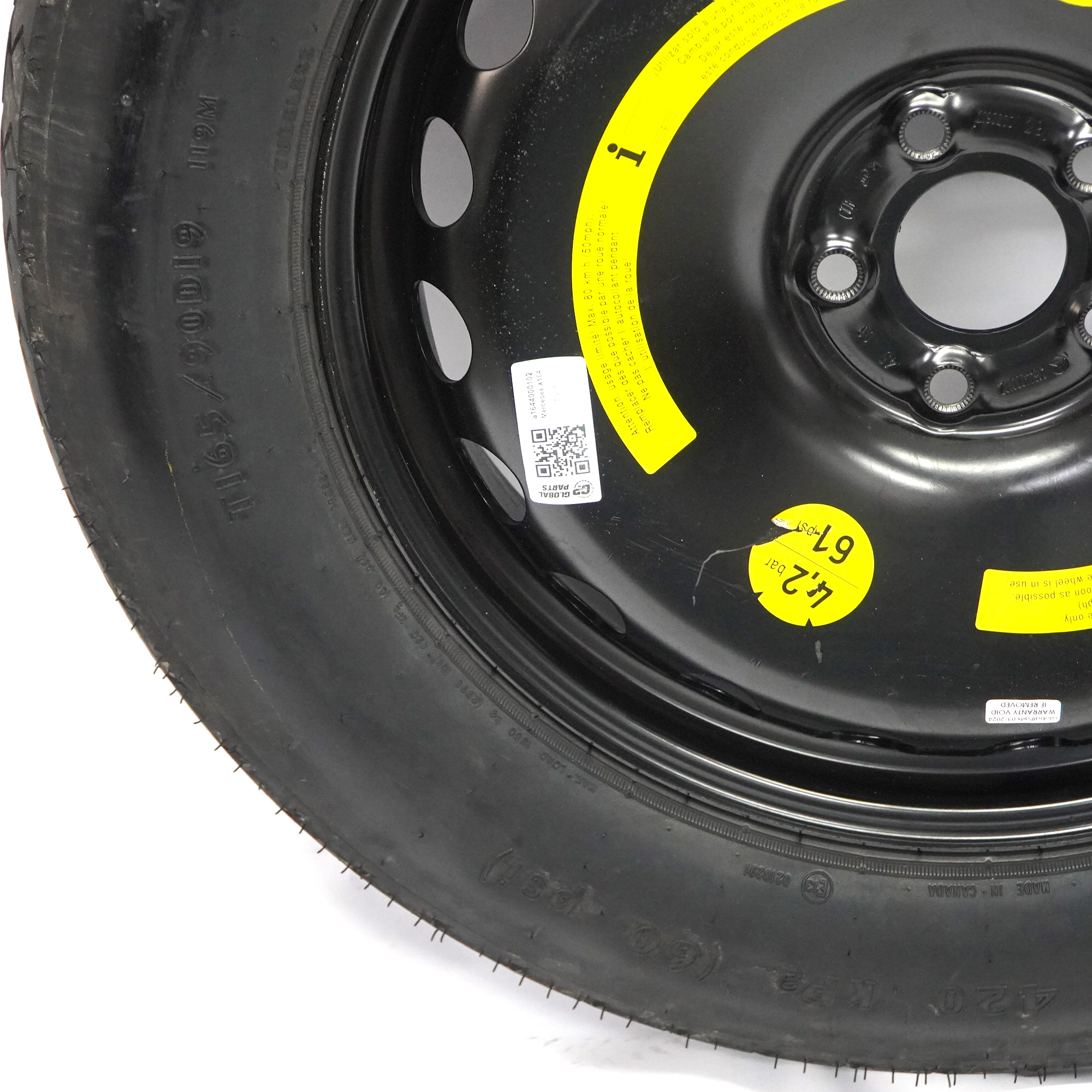 Mercedes W164 Steel Spare Wheel 4,5J ET:40 Tyre Goodyear R19 165/90 A1644000102