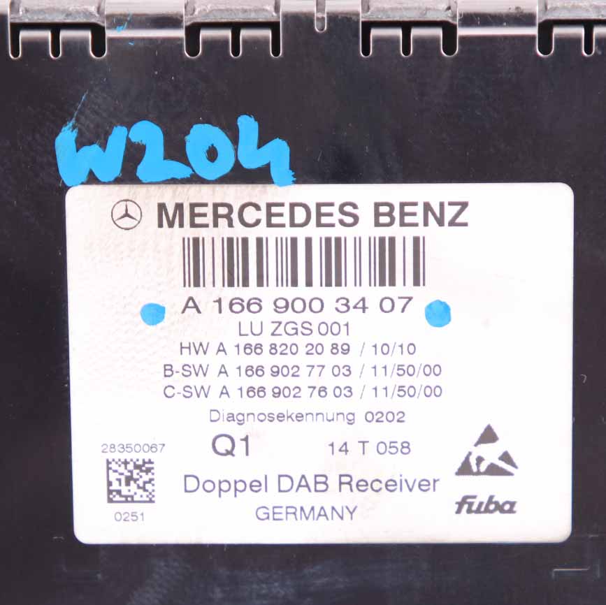 Mercedes W176 W204 Digital Audio DAB Receiver Control Unit Module A1669003407