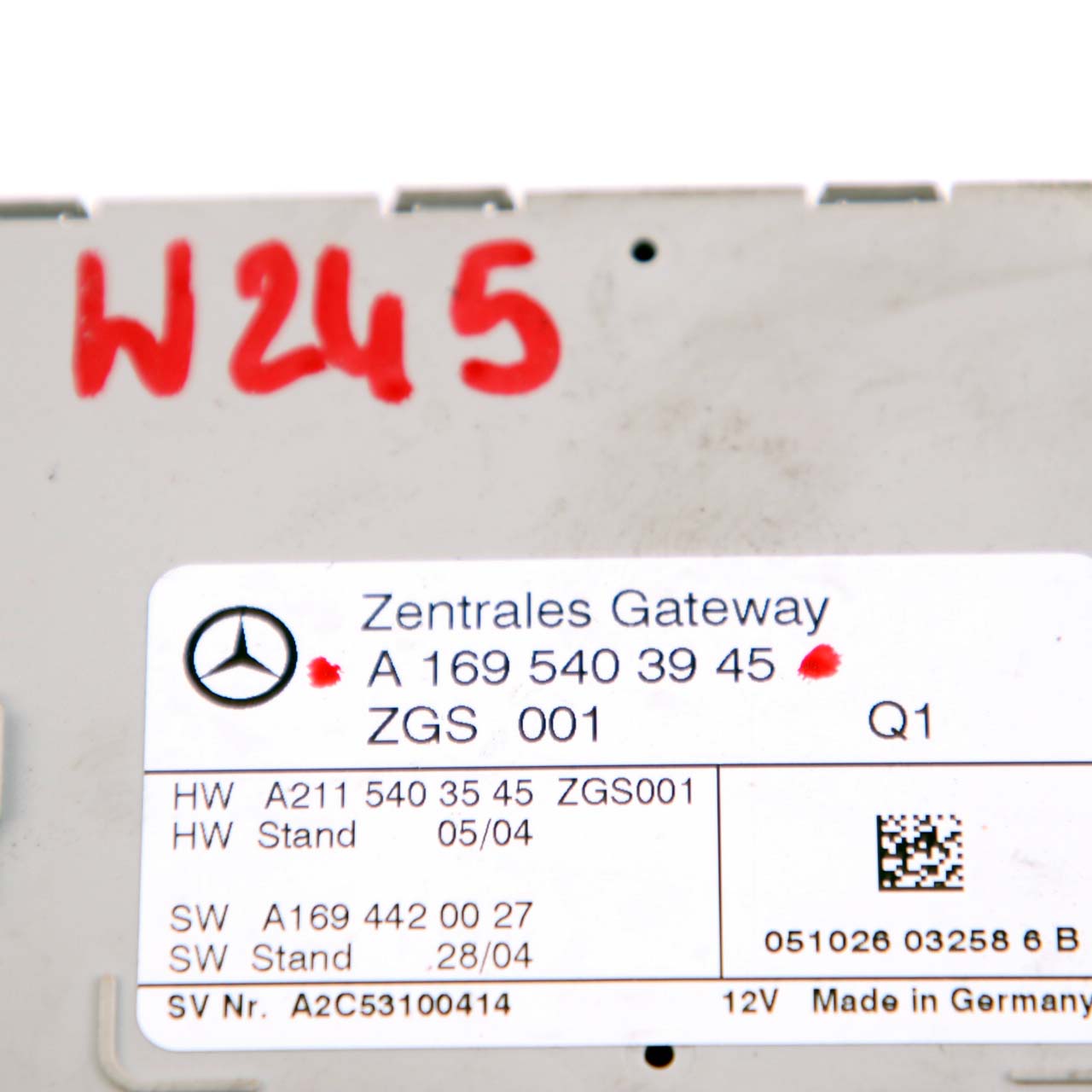 Mercedes-Benz B-Class W245 Central Gateway Control Unit Module ECU A1695403945