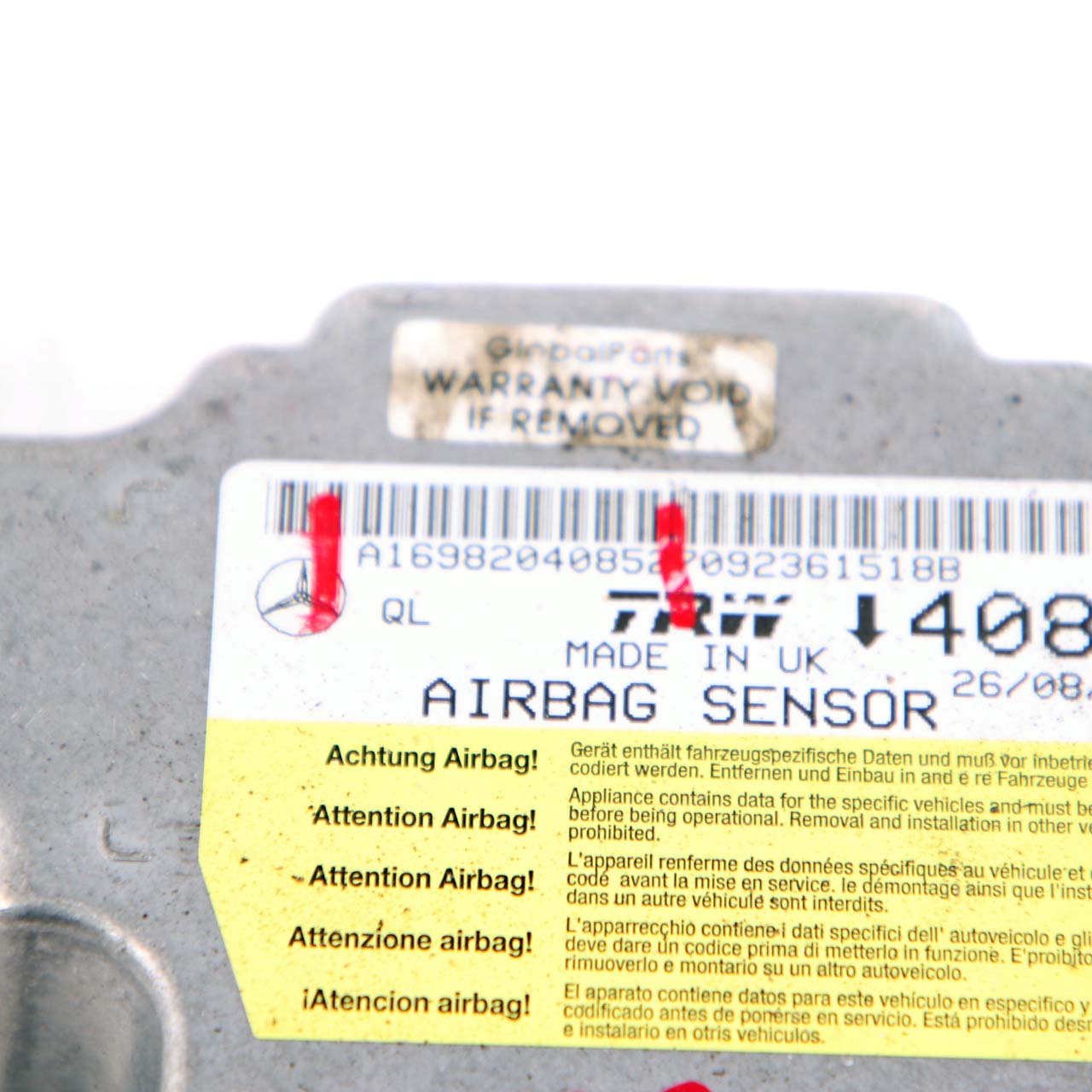 Mercedes-Benz A B W169 W245 Airbag System Control Unit Module ECU A1698204085