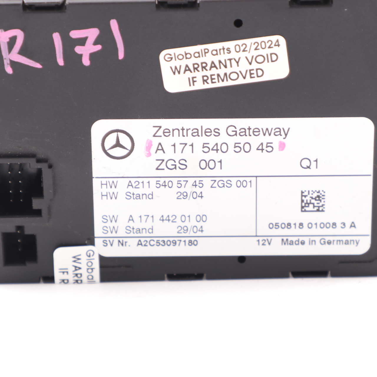 Mercedes SLK R171 Central Gateway Module ECU Control Unit A1715405045